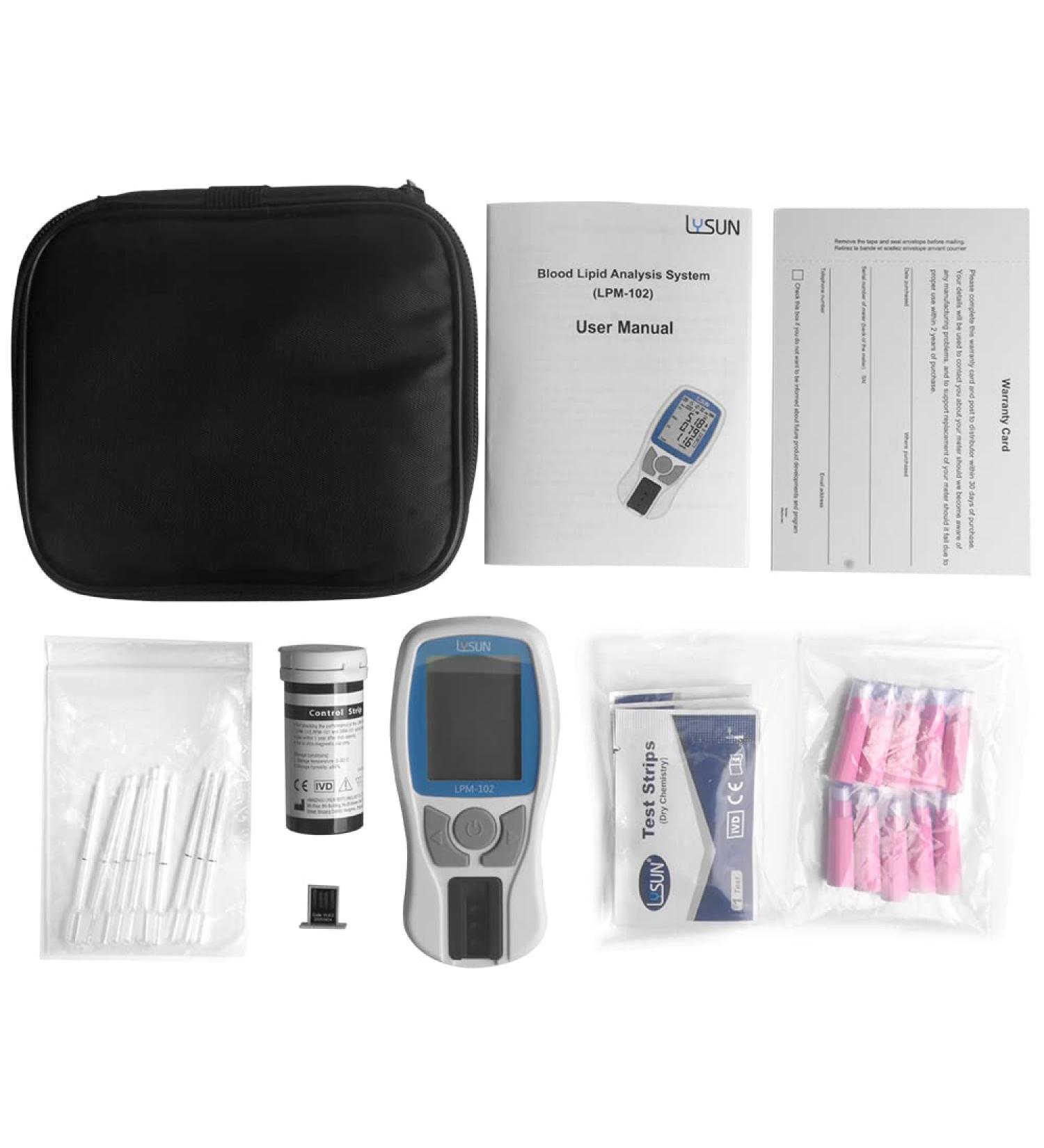 LYSUN 5 in 1 Multifunction Blood Lipid Analysis Meter TC HDL TG LDL TC/HDL (Lipid Meter with 10pcs of strips) - Buy Online on GoSupps.com