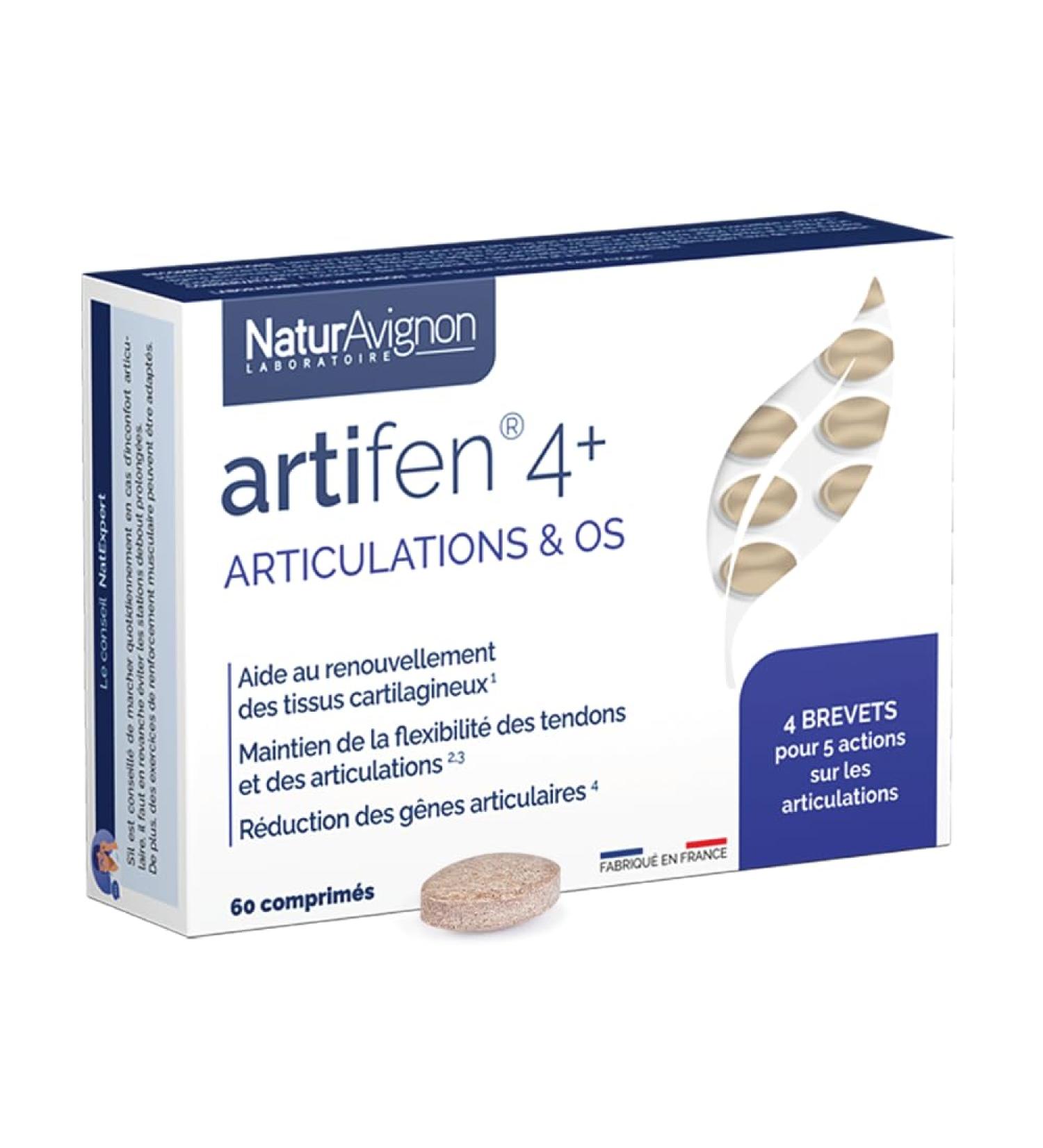 NaturAvignon Artifen 4+ | complement alimentaire articulation os cartilage tendons | complexe articulaire Harpagophytum + chondroitine glucosamine + Manganese + Boswellia | 4 brevets | 60 comprim s - Buy Online on GoSupps.com