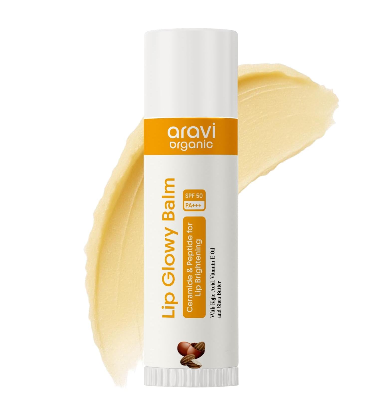 Anesavi Organic Natural Lip Balm With SPF 50 PA+++ | Brightening Lip Balm for Dark Lips | Hydrates Dry & Chapped Lips | Kojic Acid Ceramide Peptide & Vitamin E | Men & Women | 5g - Buy Online on GoSupps.com