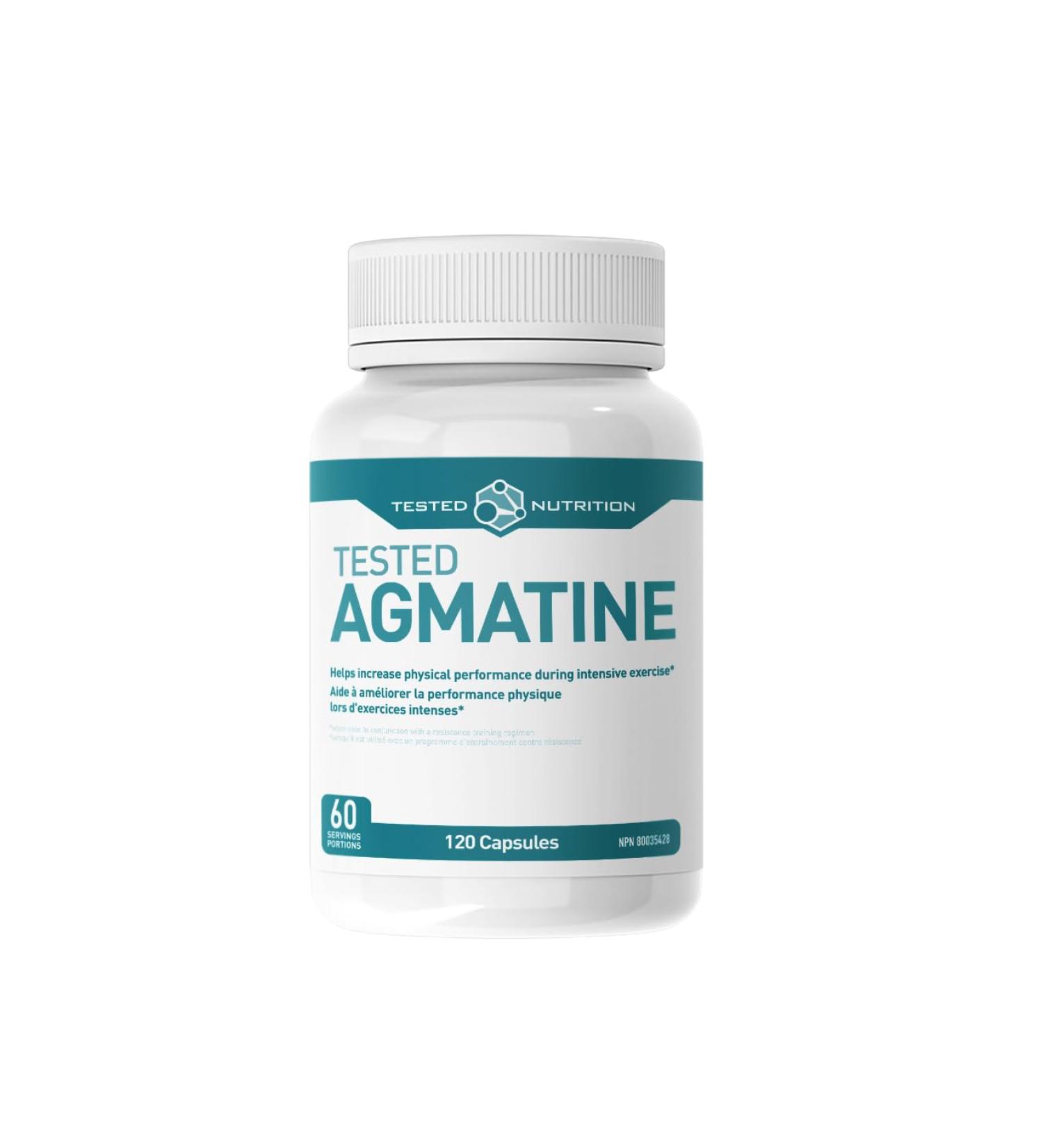 Tested Nutrition Agmatine Capsules | 500mg Agmatine Sulfate & 105mg L-Arginine | Increased Nitric Oxide Production Muscle Pumps & Performance | 60 Servings (120 Capsules) - Buy Online on GoSupps.com