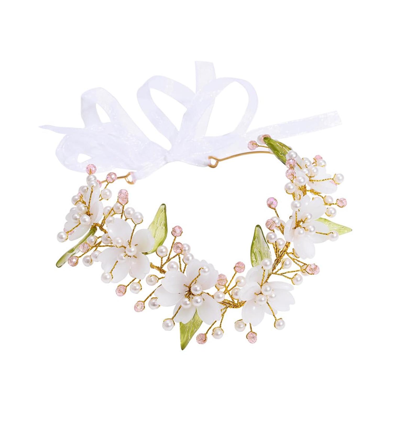 IYOU Fairy Flower Headband Gold Pearl Hair Band Crown Leaf Elf Headpiece Tiara Woodland Princess Wedding Hair Accessories for Women and Girls - Buy Online on GoSupps.com