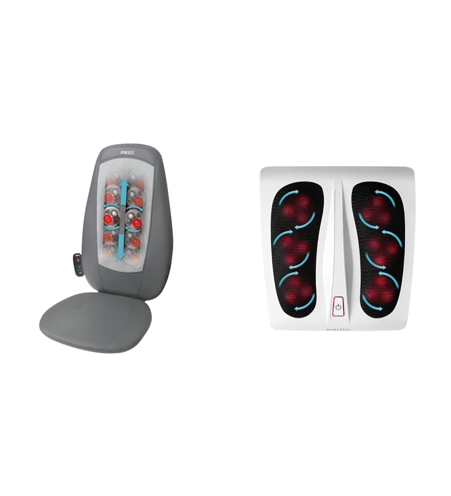 Buy Homedics Shiatsu Massage Seat & Foot Massager | 18 Massage Heads Wellness Heat Function | Electric Foot Care Device - White Bundle - Buy Online on GoSupps.com