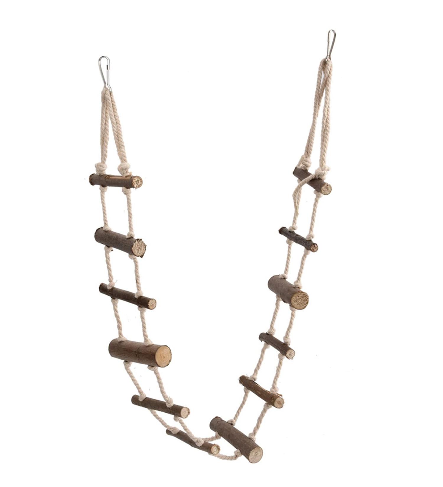 Fdit Bird Ladder Toy Hamster Stairs Wooden Flexible Suspension Bridge Climbing Swing for Parrot Budgie Parakeet Cockatiel African Grey Hamster Squirrel - Buy Online on GoSupps.com