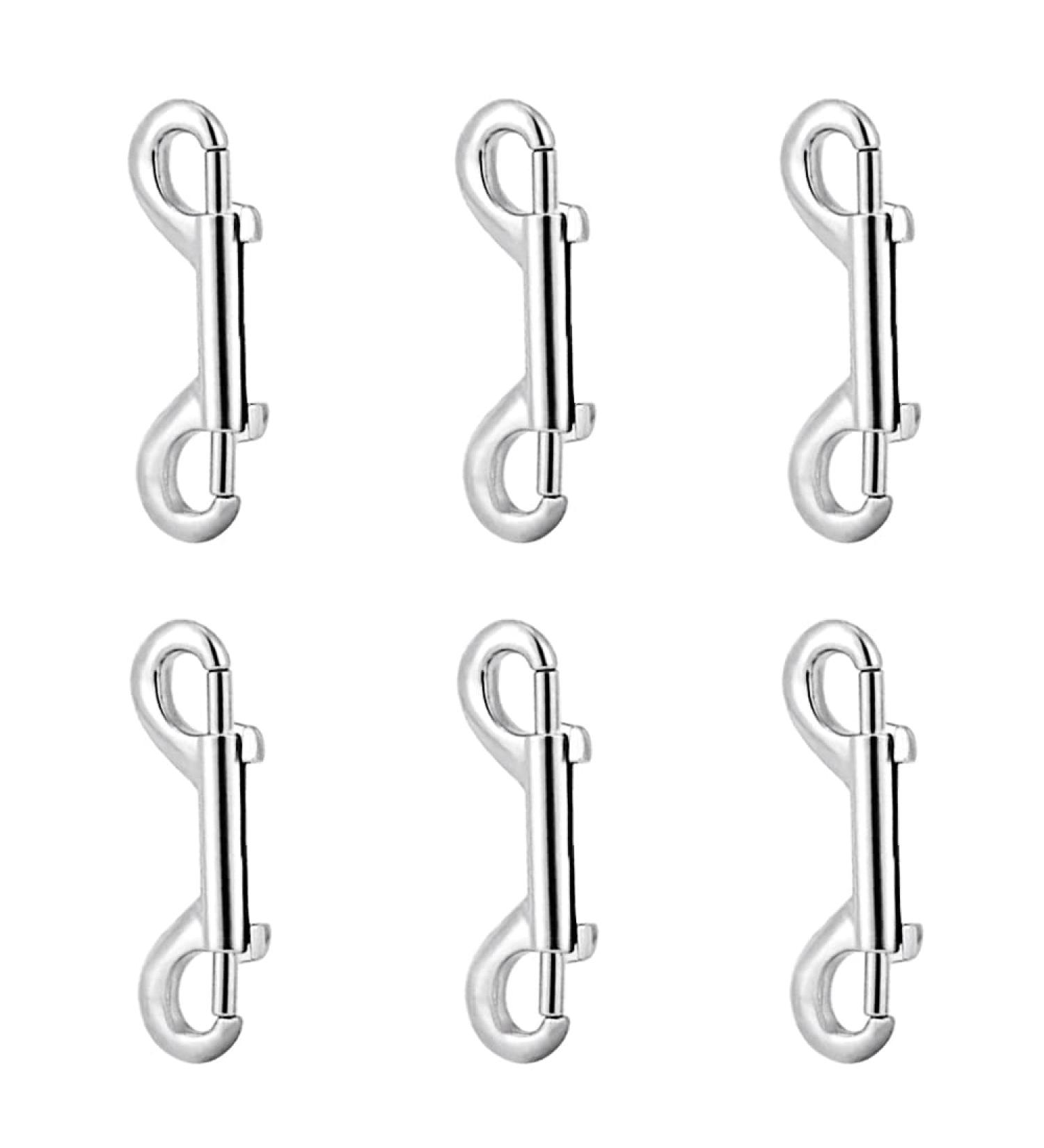 Belvanr Double Carabiner Hooks - 6 Pieces Double-Sided Snap Hooks for Diving & Outdoor Use (Silver) - Buy Online on GoSupps.com
