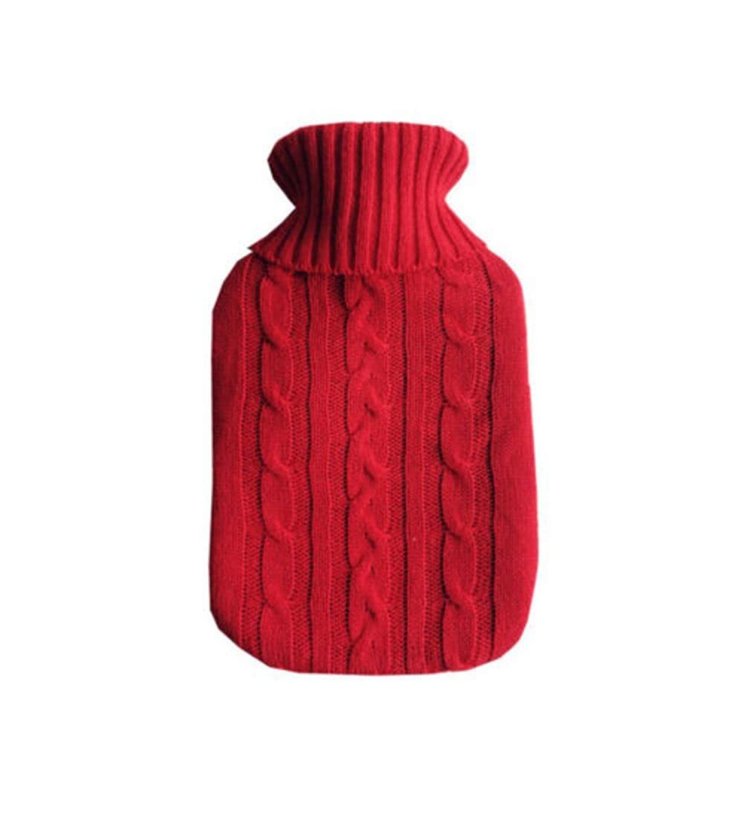 MAIES Hot Water Bottles 2000 ml with Fleece Knitted Cover | Hand Warmer & Water Filled Bag for Ultimate Comfort - International Shipping Available - Buy Online on GoSupps.com