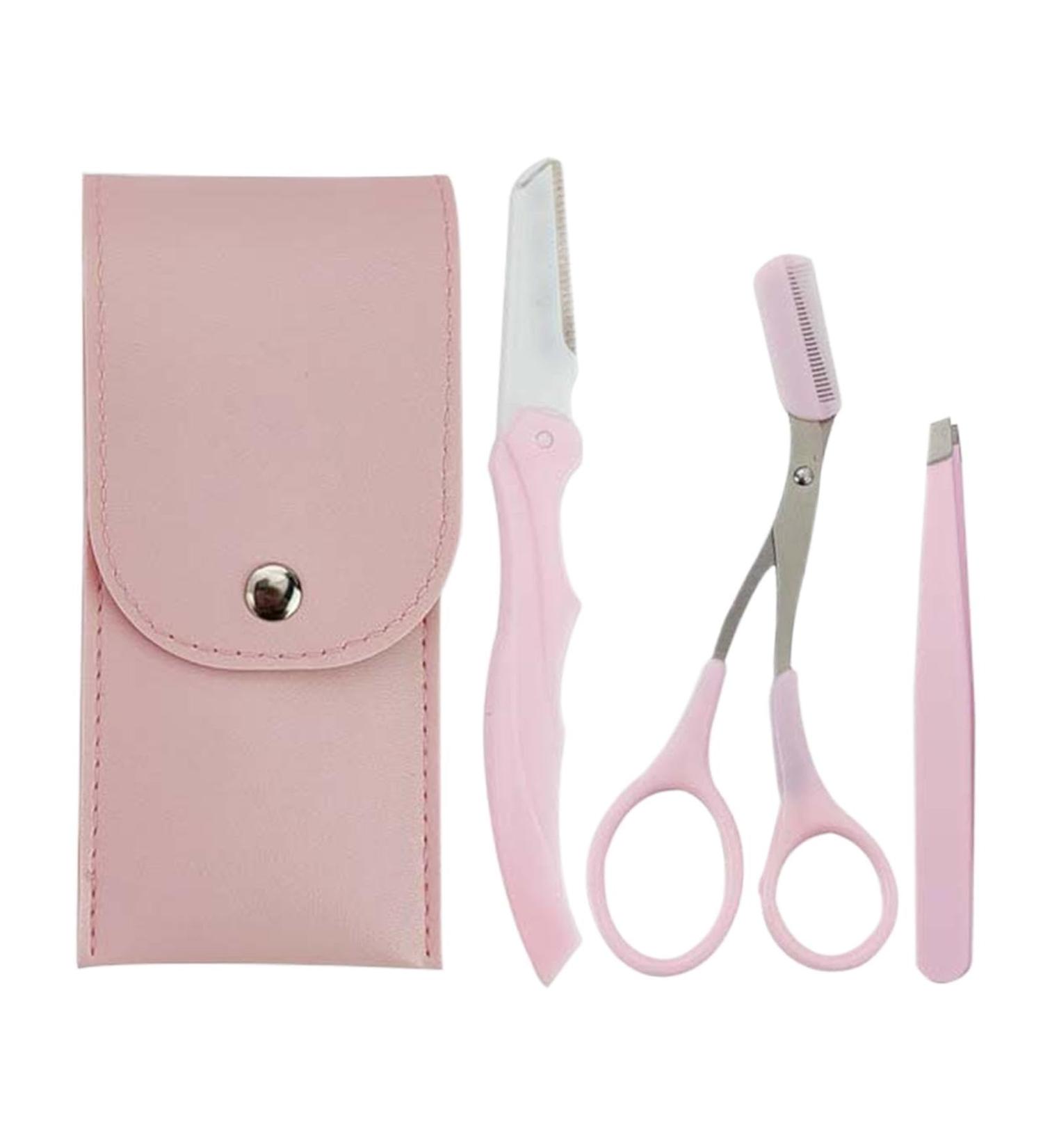 Eyebrow Trimming Set - Complete Brow Shaping Kit with Razors | Non-Slip Facial Hair Removal Trimmer | Perfectly Groomed Pink Eyebrows - Shop Internationally - Buy Online on GoSupps.com