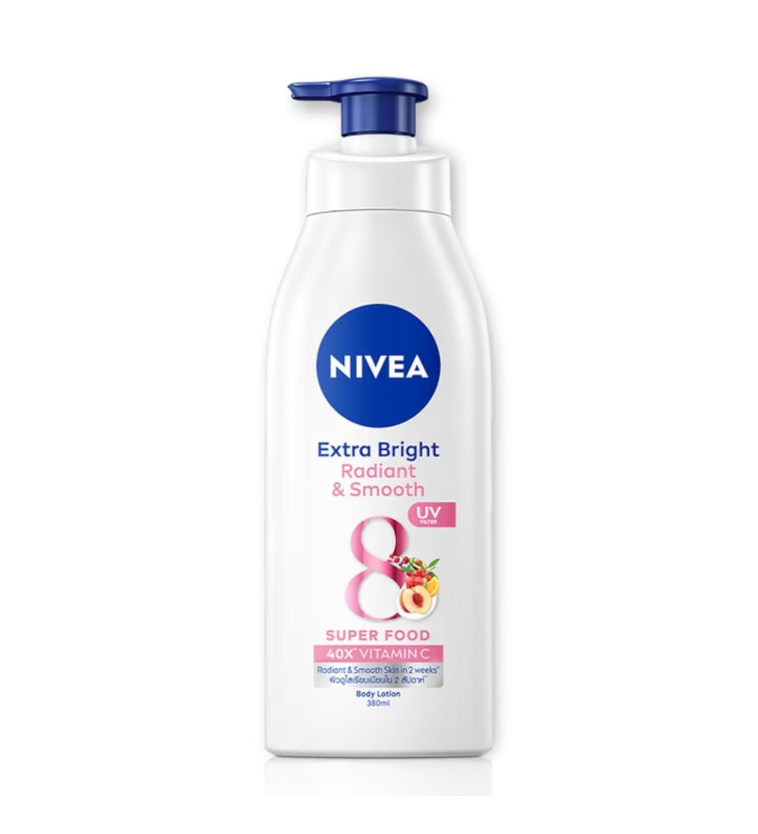 NIVEA Extra Bright Radiant & Smooth Body Lotion 380ml - 8 Super Foods & 40X Vitamin C with UV Filter for Glowing Skin - Buy Online on GoSupps.com