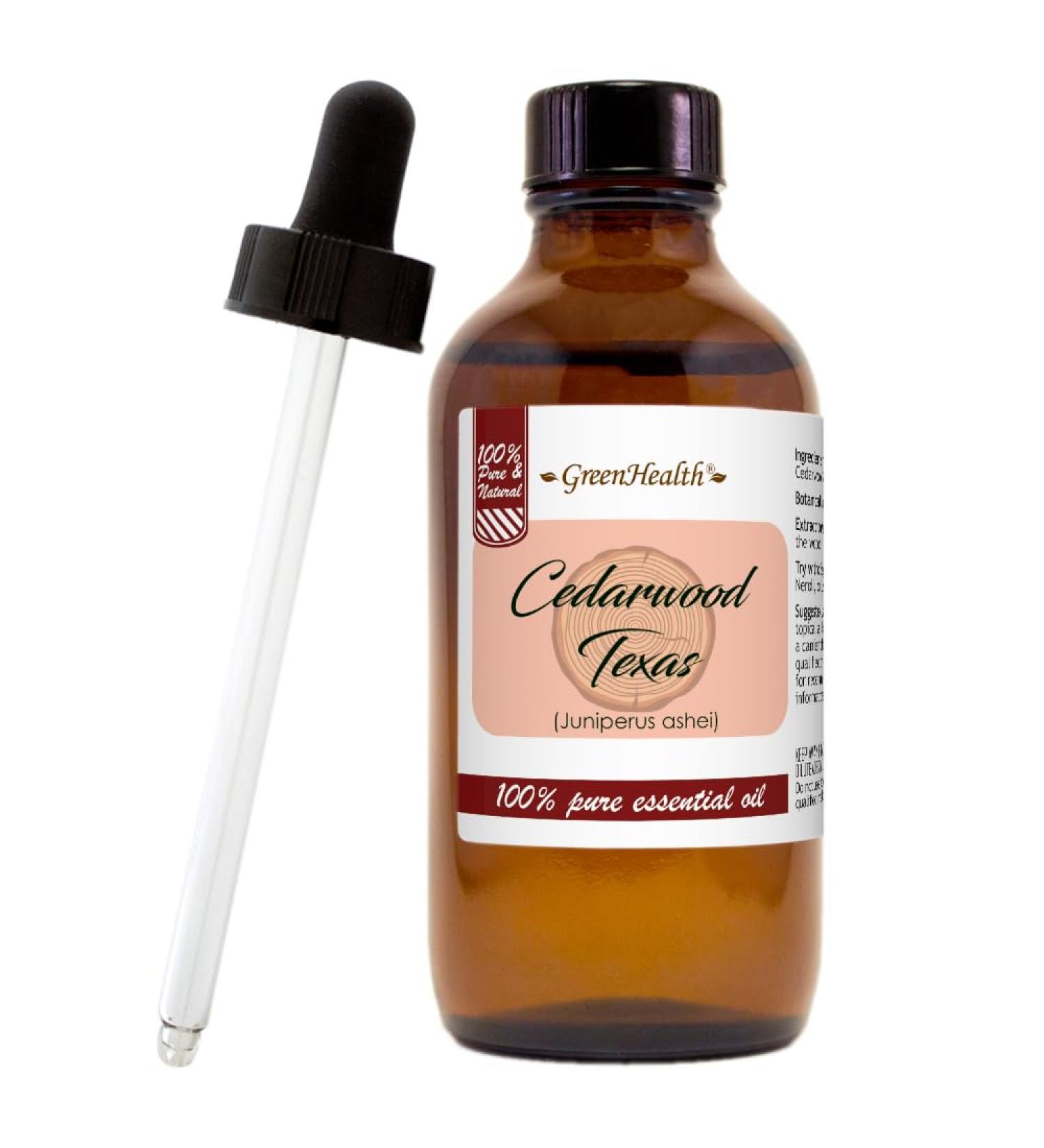 Cedarwood (Texas) Essential Oil - 4 fl oz - Amber Glass Bottle w/Glass Dropper - 100% Pure & Natural - GreenHealth - Buy Online on GoSupps.com
