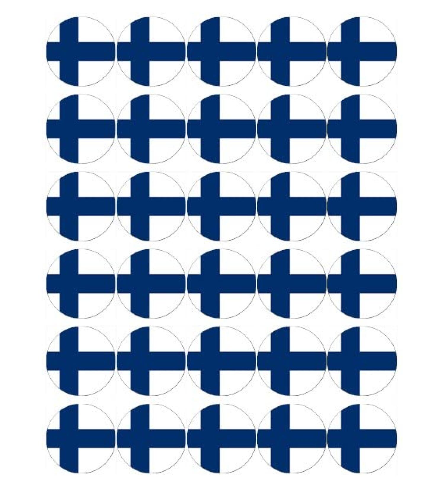 30 Finland Flags Cupcake Toppers Edible Wafer Paper Fairy Cake Toppers Birthday Cake Decorations