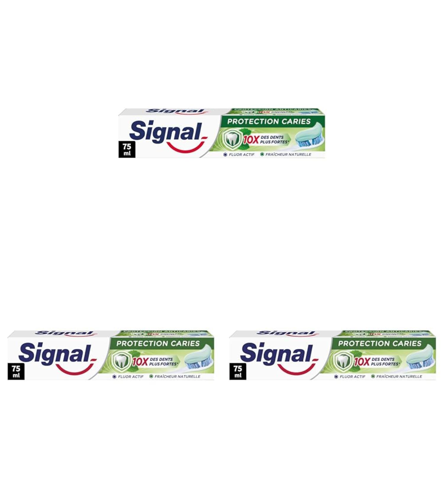 SIGNAL - Dentifrice Protection Caries Fraicheur Naturelle - Dents 10x plus fortes - Fraicheur naturelle - 95% d'ingr dients d'origine naturelle - 75ml (Lot de 3) - Buy Online on GoSupps.com