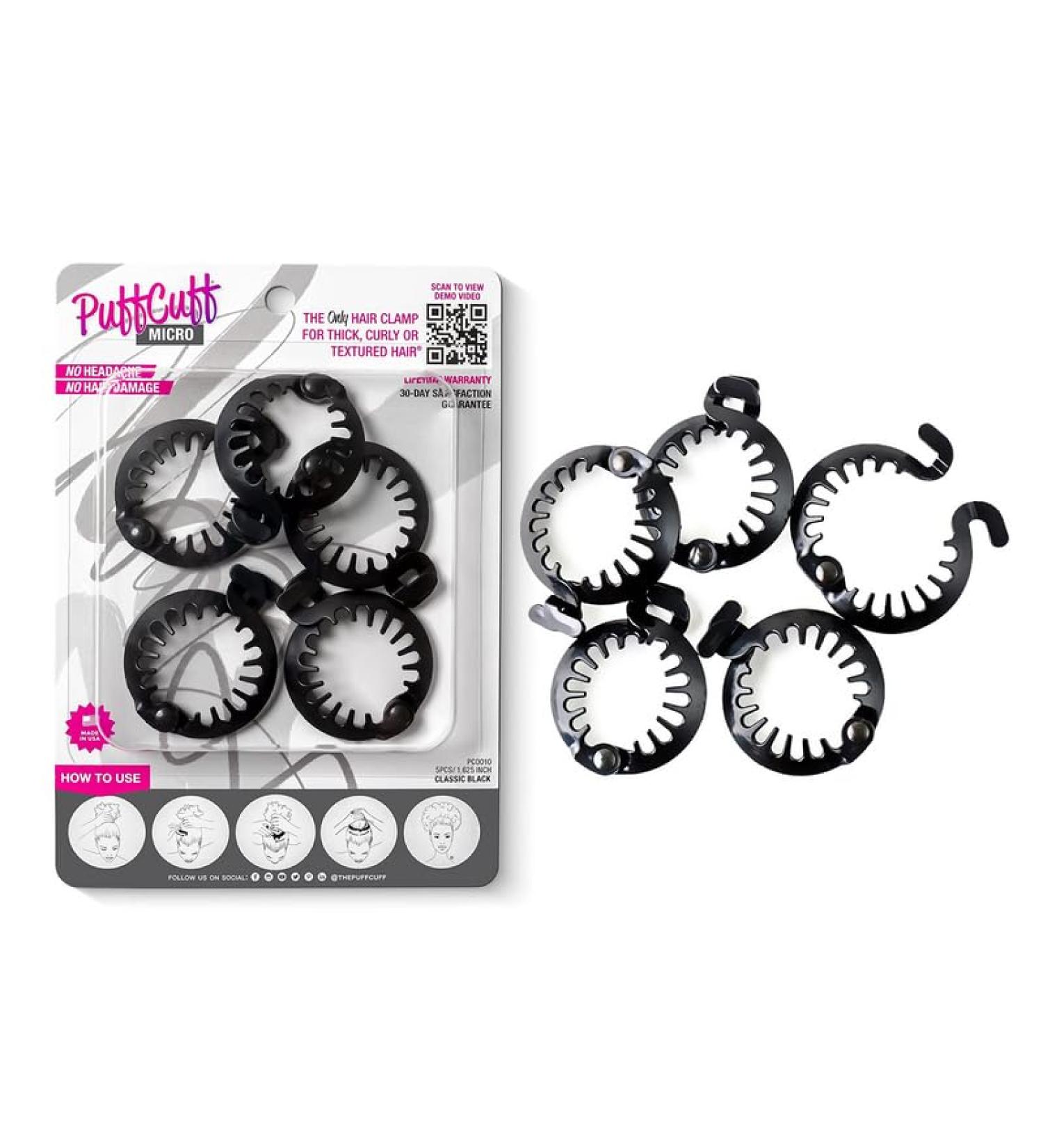 PuffCuff Micro 1.5 Inch Hair Clamps - 5 Piece Set for Natural, Thick, Curly Hair | Painless Styling Tool for Locs, Braids, and Textured Hair - Buy Online on GoSupps.com