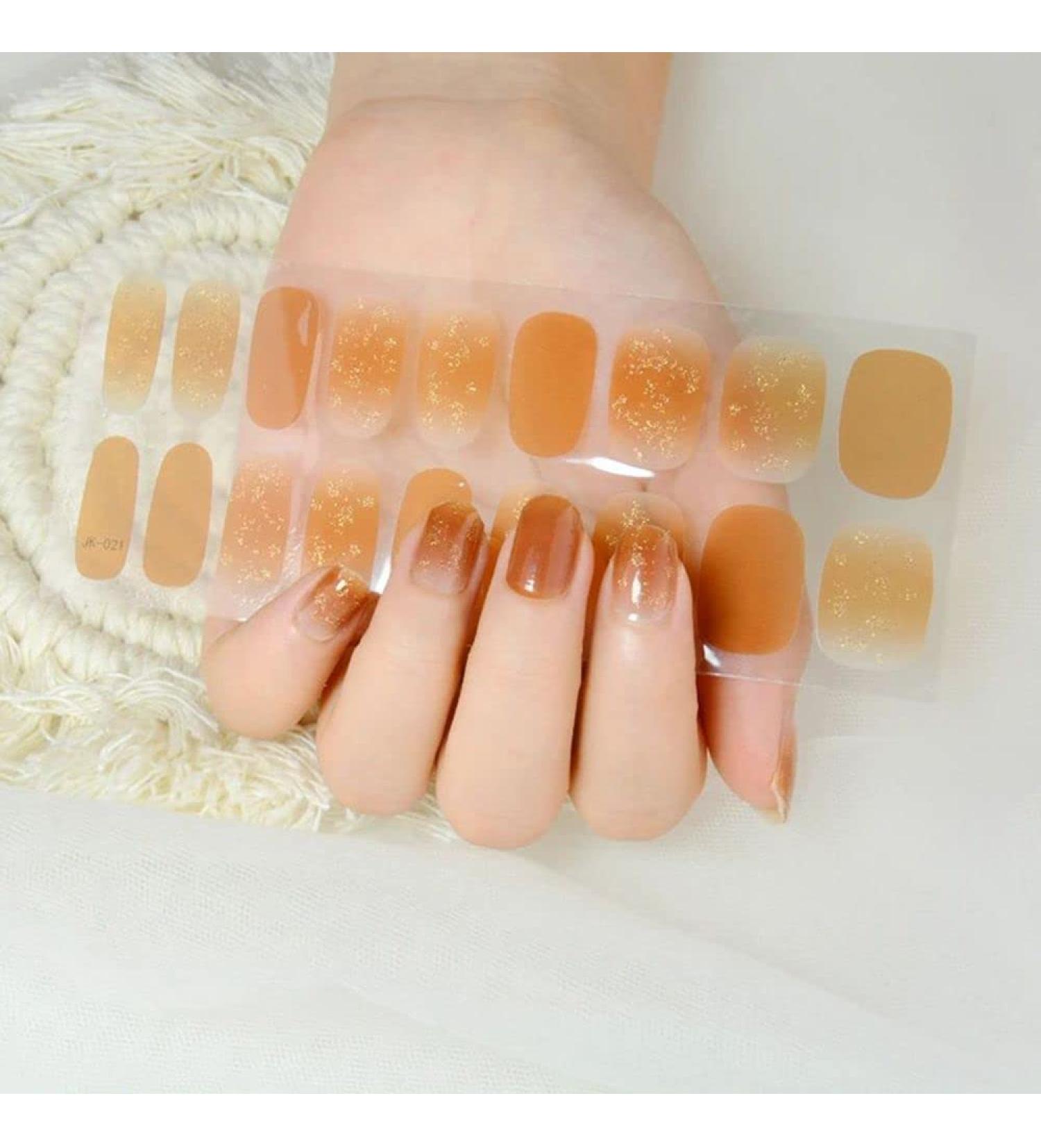 Full Cover Nail Art Tips 3D French Design Gel Nail Sticker Semi-cured Nail Stickers Korean Semi-baked(05) Style05 - Buy Online on GoSupps.com