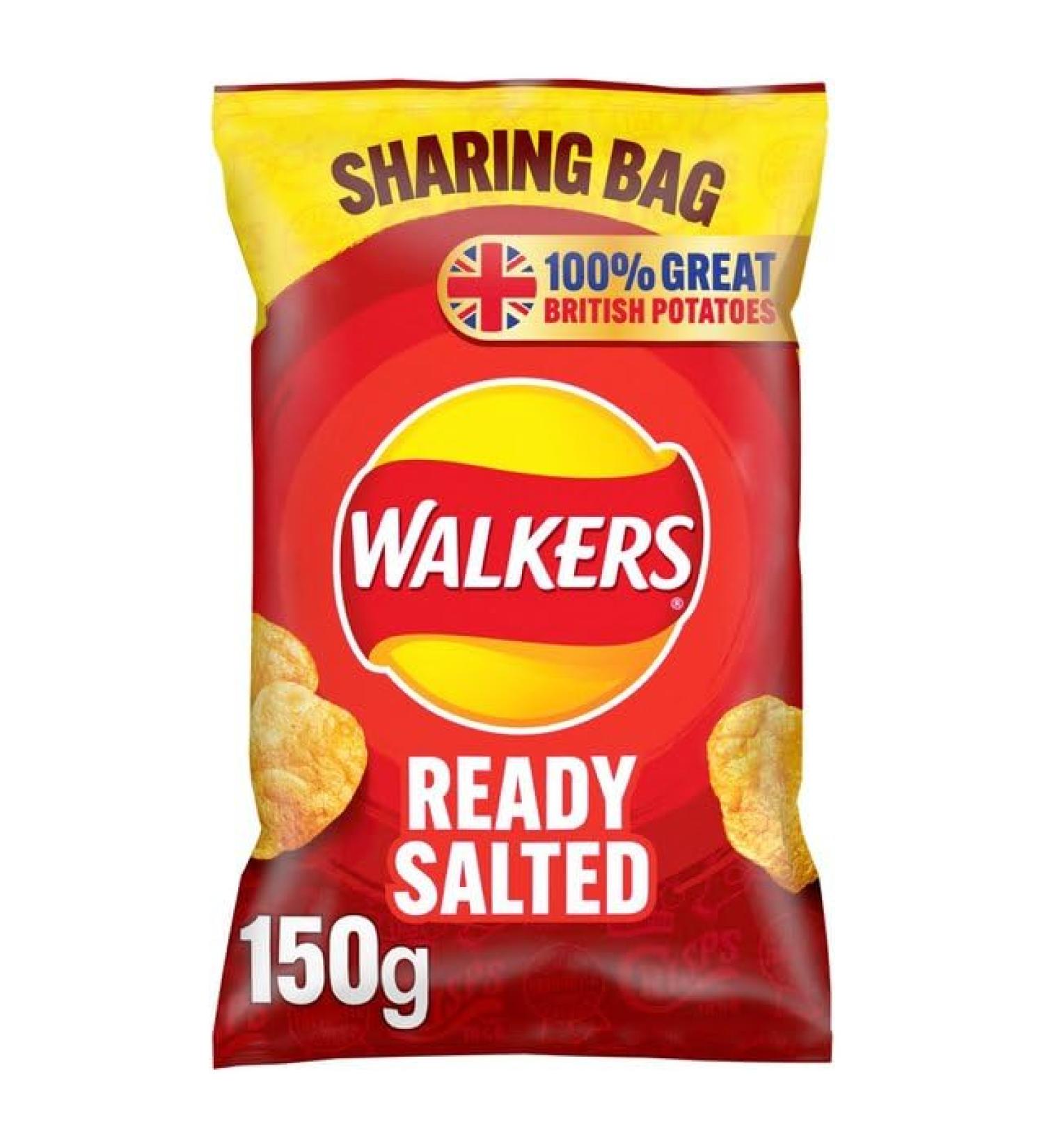 Walkers Big Bag READY SALTED Crisps Snacks 6 x 150g Bags - Buy Online on GoSupps.com