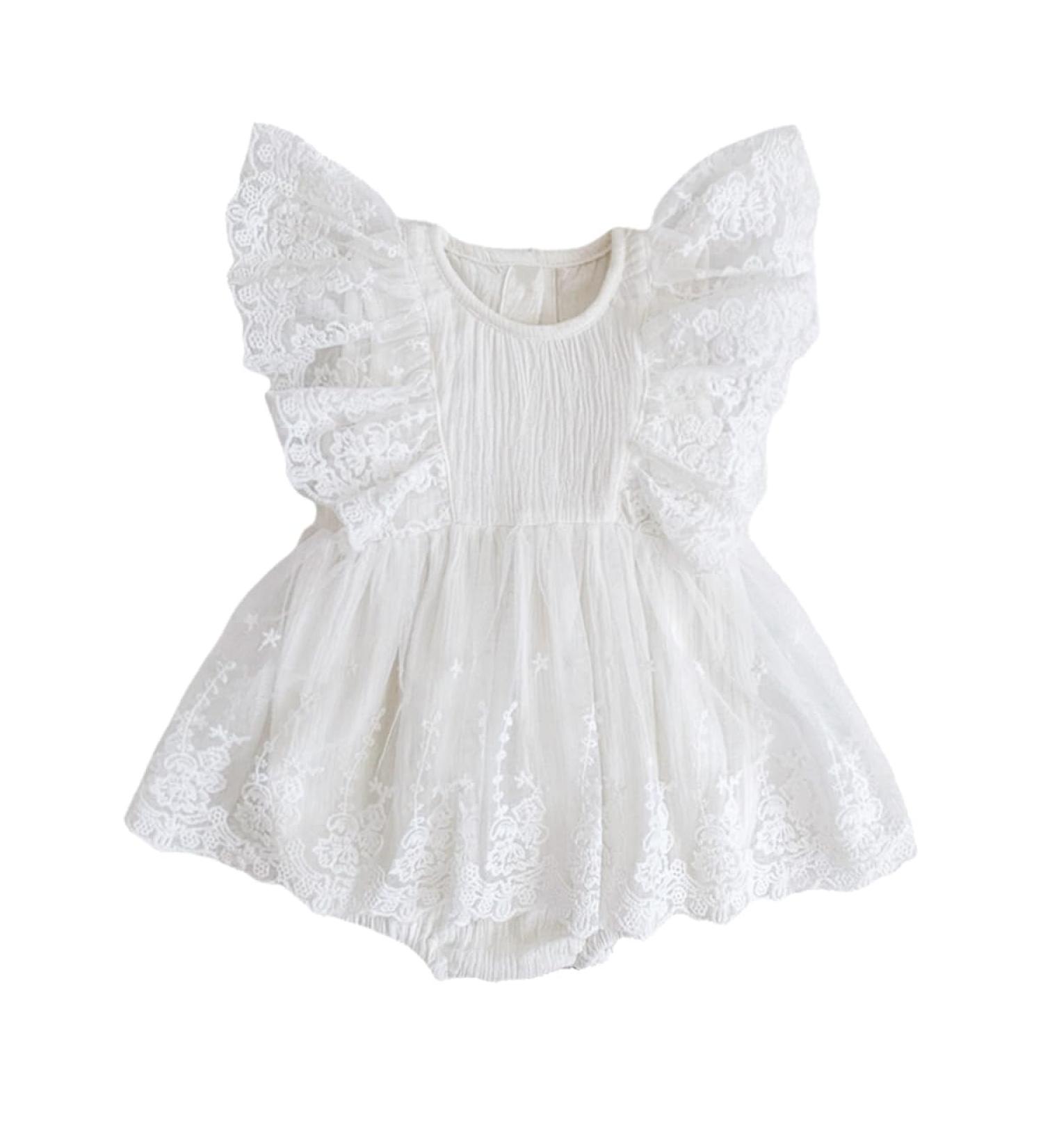 imKutie Baby Girl Romper - Lace Embroidered Ruffle Princess Dress for 1st Birthday Cake Smash Outfit, 6-12 Months - Buy Online on GoSupps.com
