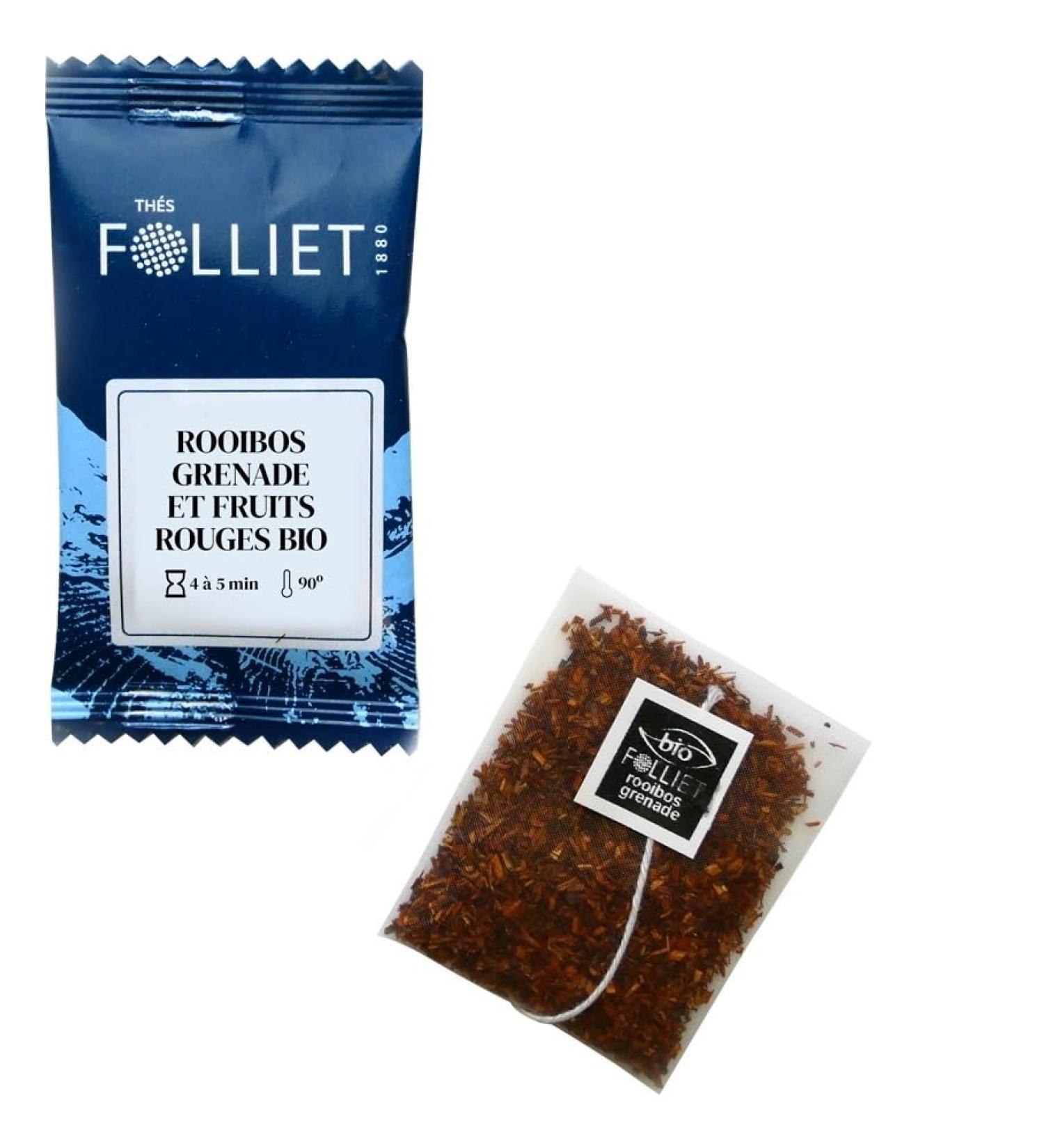 CAF S FOLLIET - Organic Rooibos Pomegranate and Red Fruit Infusion - Theine Free & Preservative Free - Digestive Comfort - Sachets - Buy Online on GoSupps.com