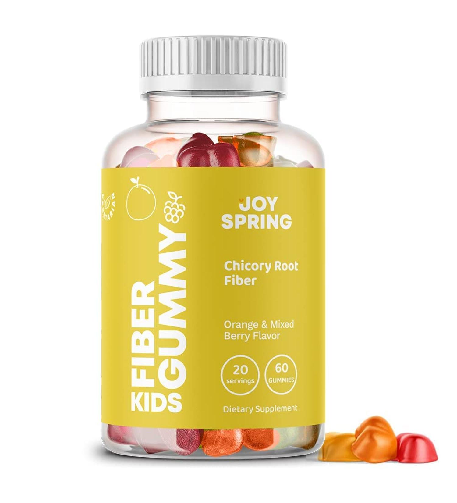 Kid's Chewable Fiber Gummies - Orange & Berry Flavored - 60 ct - Constipation Relief for Toddlers - Chicory Root Fiber Supplement - Buy Online on GoSupps.com