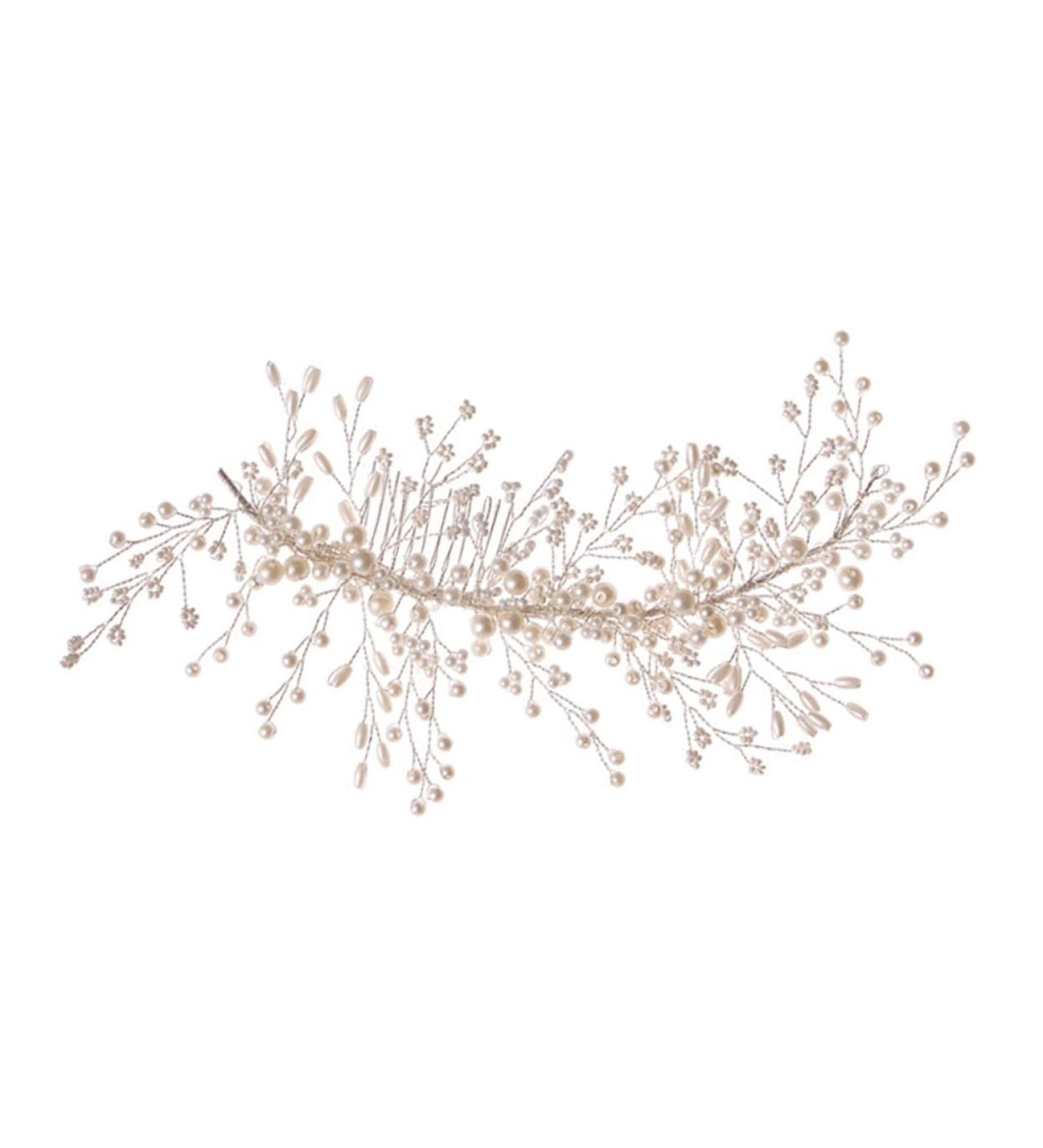 Ipetboom Braided Pearl Hair Comb Hair Accessories for Bride Wedding Headpiece Womens Hair Accessories Diamond Crystal Flower Hair Pins Abs Hair up Dinner Party The Side White - Buy Online on GoSupps.com