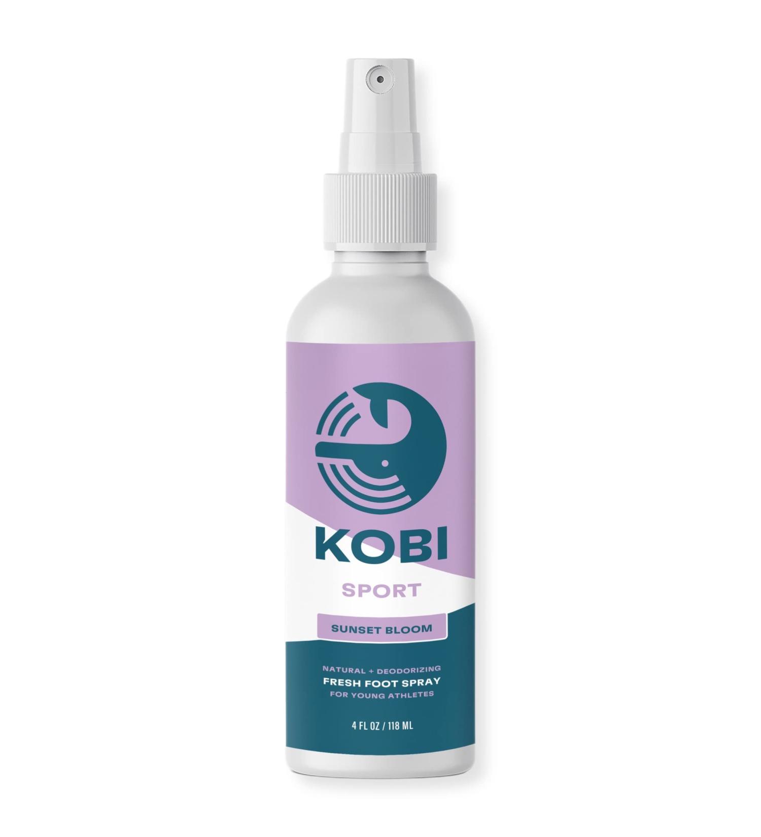 Kobi Natural Foot Deodorant Spray - No More Stinky Kid Feet - Eliminates Foot & Shoe Odor - Kid-Safe Ingredients - Sunset Bloom 4 Fl Oz (Pack of 1) Sunset Bloom - Buy Online on GoSupps.com