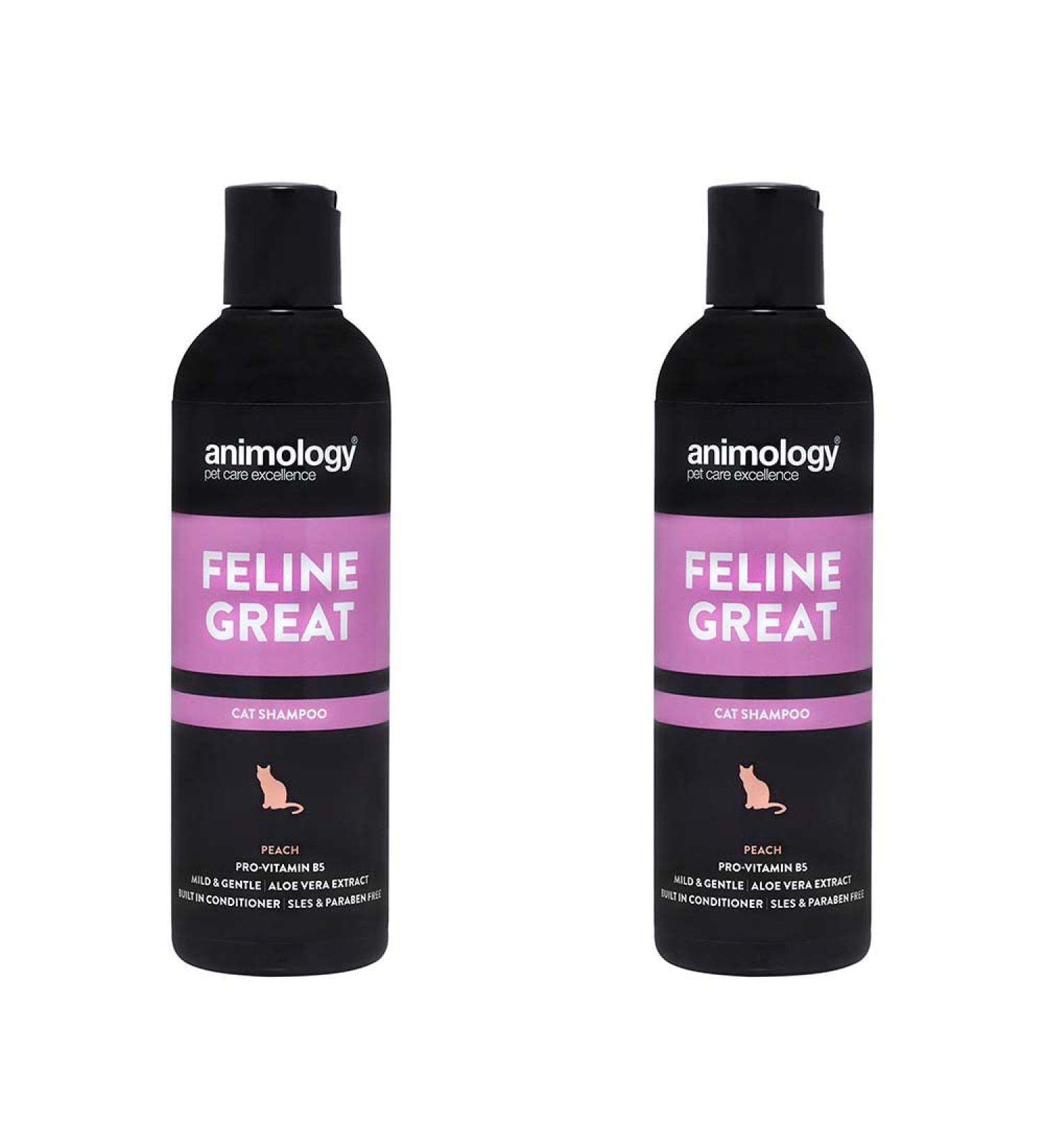 Animology Feline Great Cat Shampoo 250ml - Gentle Peach Fragrance - Skin-Friendly Cat Care - 2 Pack for Clean Healthy Fur - Buy Online on GoSupps.com