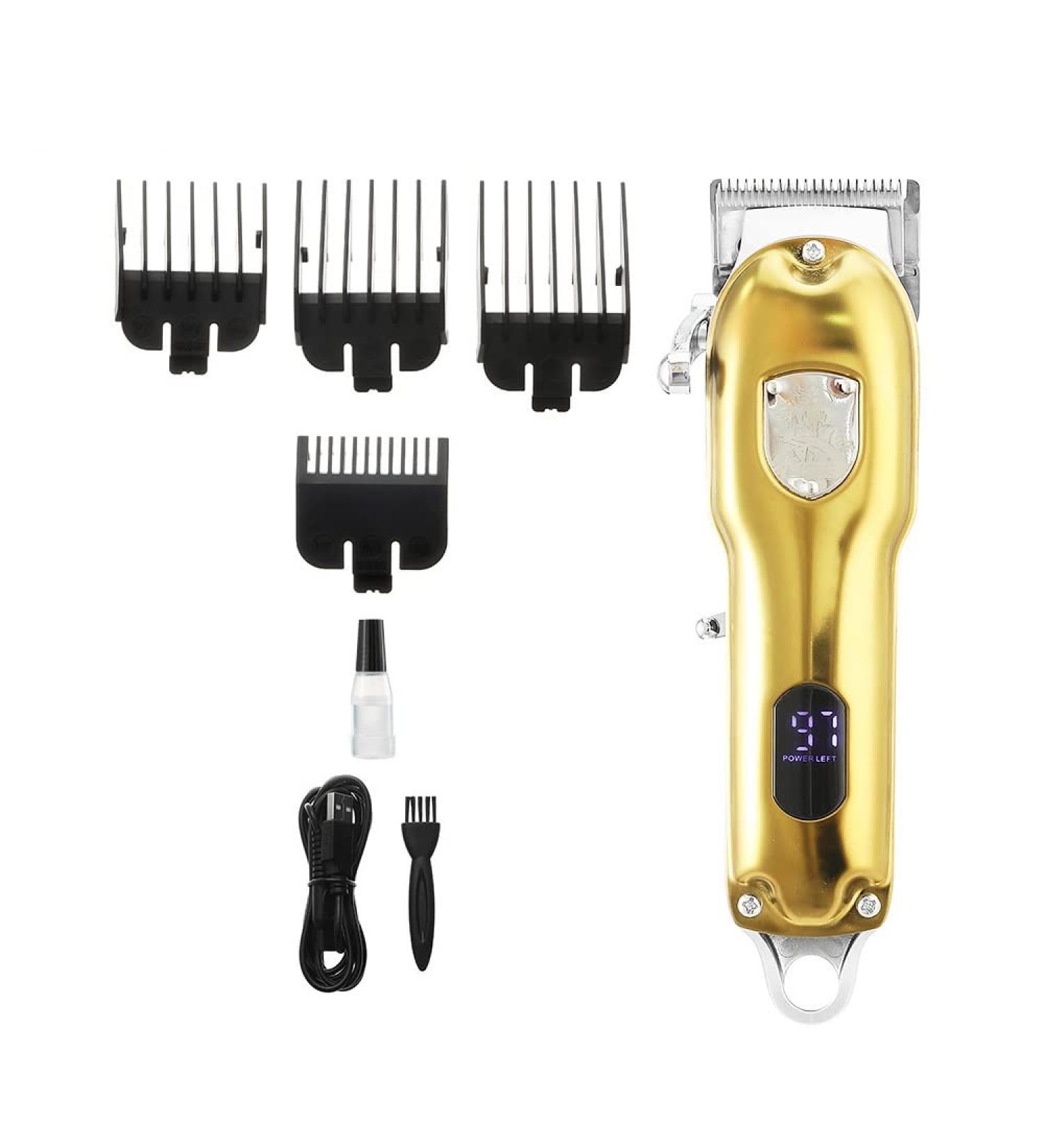 Buy Gold Electric Hair Clippers for Men | High-Power LED LCD Hair Clipper with Oil & Metal Body - International Shipping Available - Buy Online on GoSupps.com