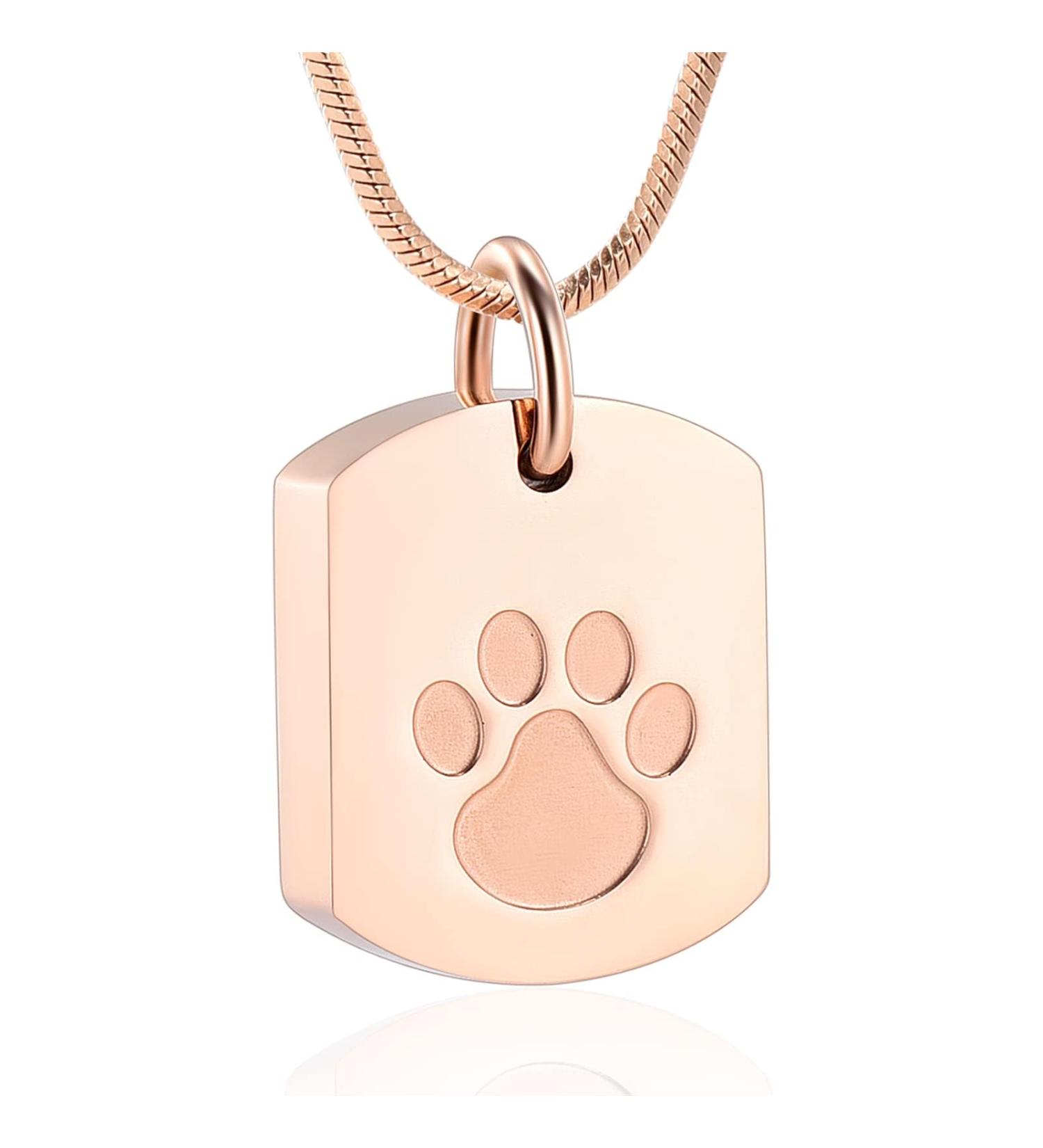 Personalized Memorial Jewelry - Custom Dog Ash Necklace - Photo & Text Pet Urn Jewelry in Rose Gold - Buy Online on GoSupps.com