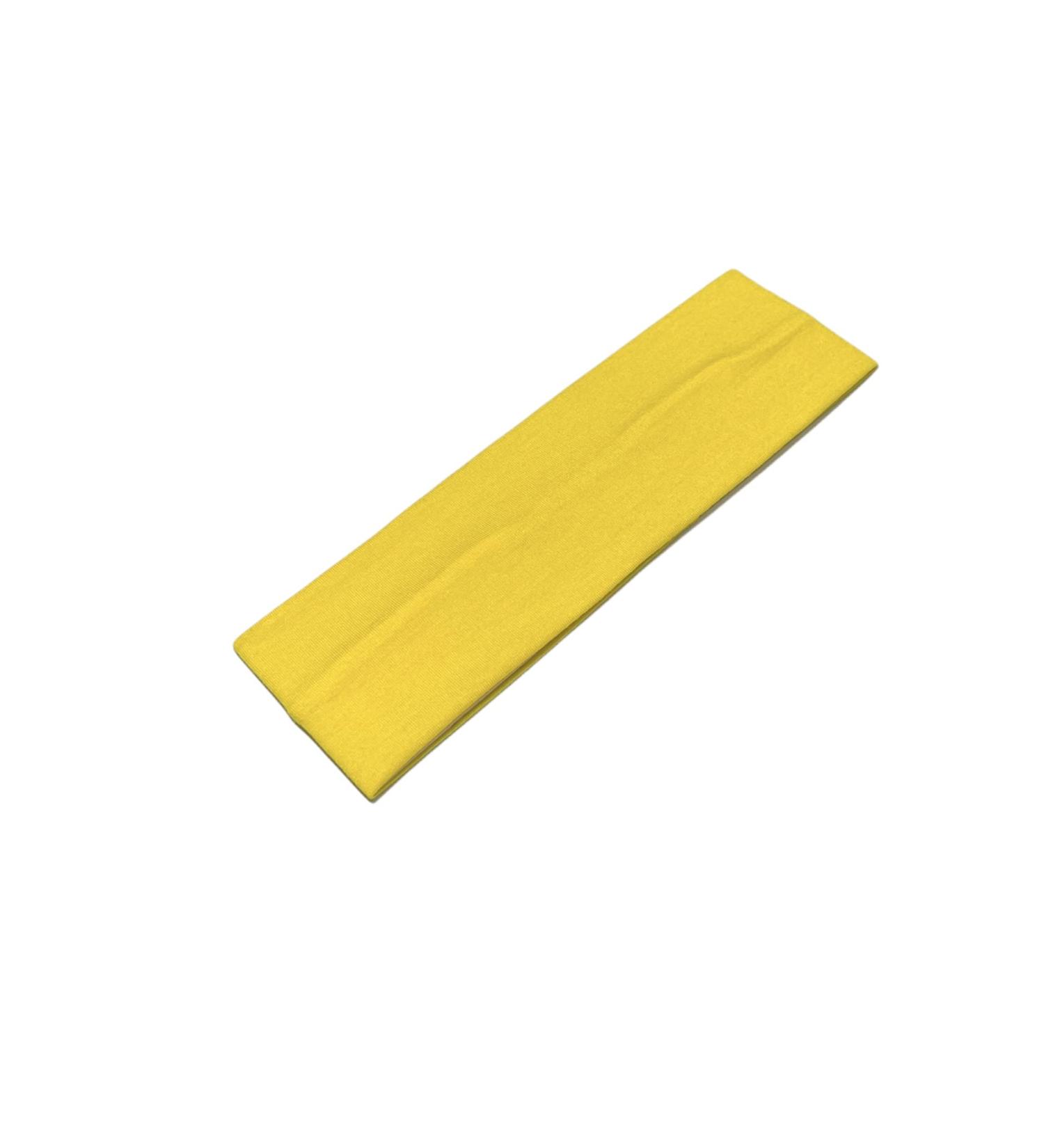 WESTEND CHOICE 7cm Wide Headbands Plain Stretchy Hairband Unisex Kylie Headband Bandeau Gym Exercise Headbands for Women & Men Soft Yoga Head Band (Yellow)