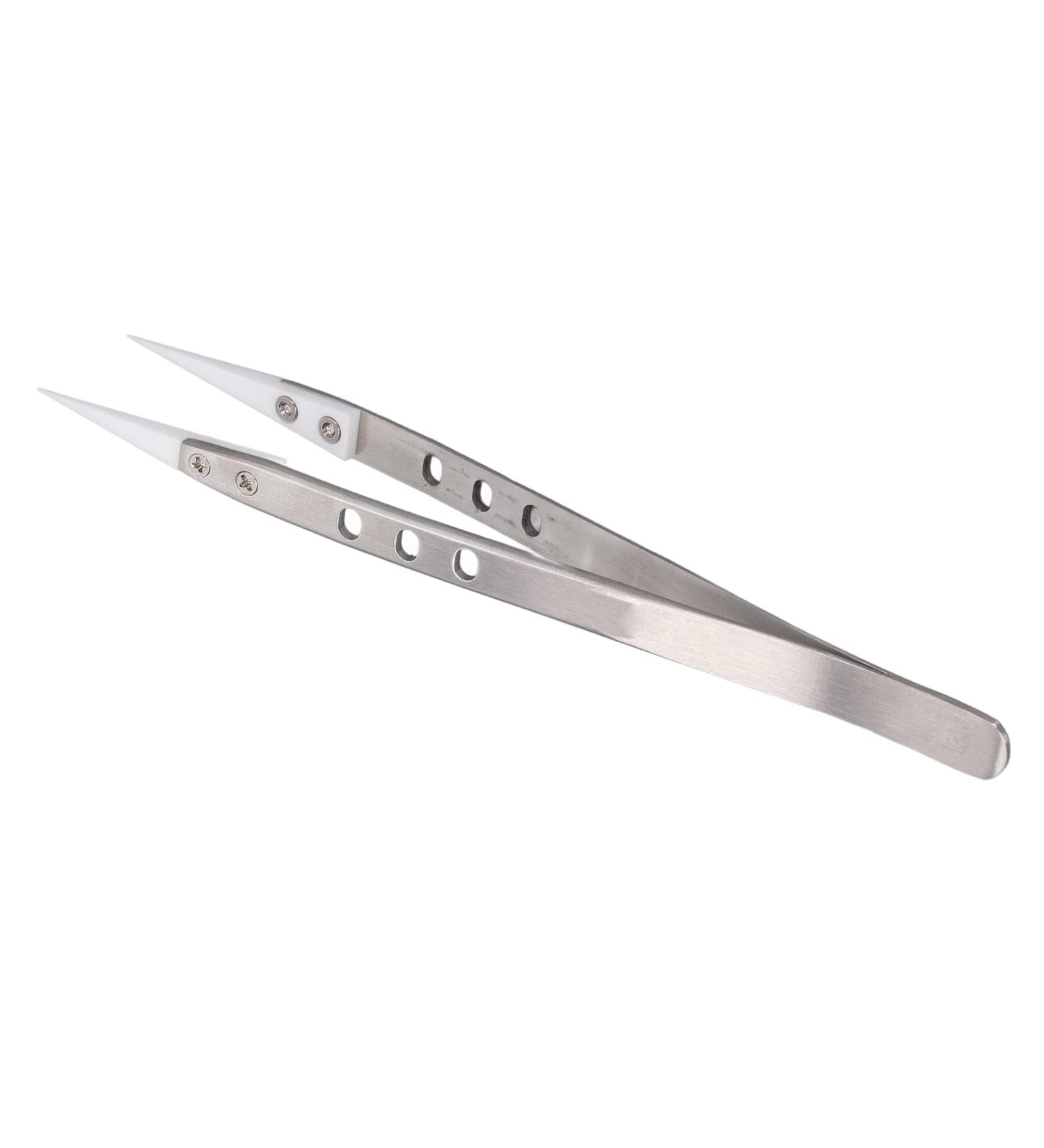Straight Head Tweezers Tweezer Straight Tip Tweezers Straight Head Fine Tip Stainless Steel Ceramic Anti Magnetism Jumper Repair Tweezers Tweezer - Buy Online on GoSupps.com