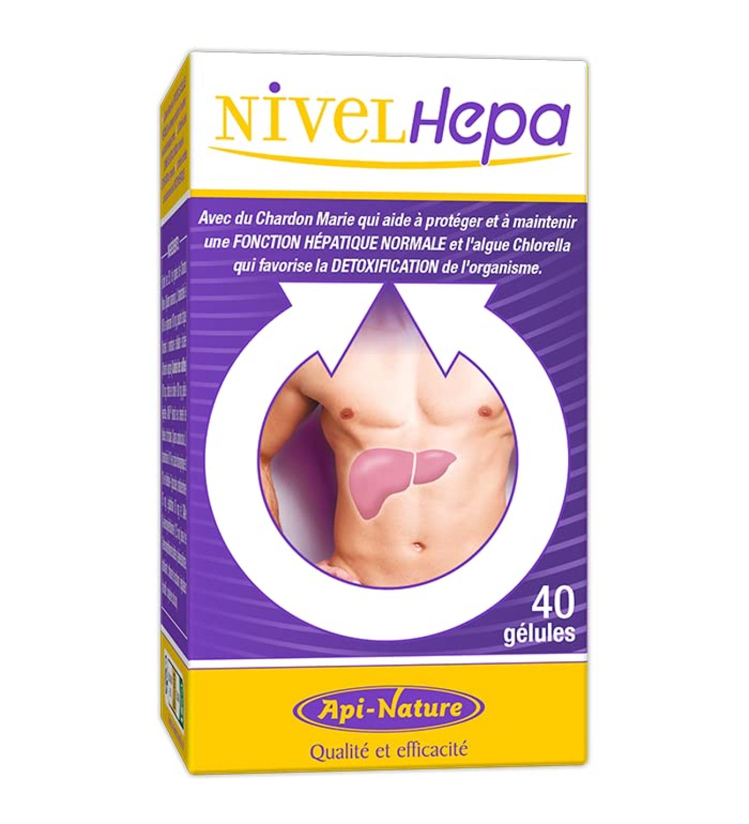Nivelhepa 40 Capsules | Milk Thistle Artichoke Extract Choline Chlorella SAMe and Glutathione | Liver Protection and Detoxification | Liver Detox Api-Nature - Buy Online on GoSupps.com
