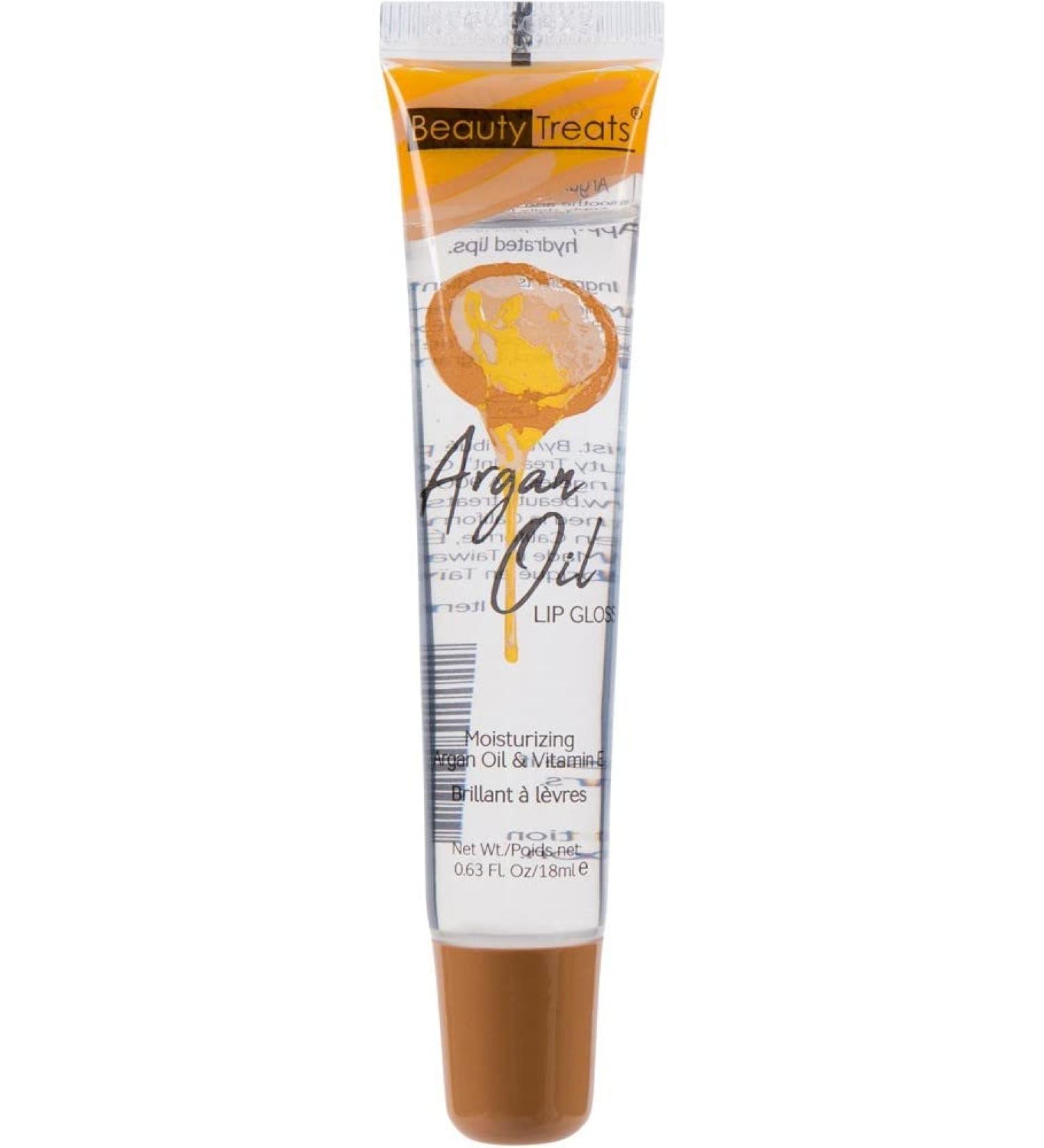 Beauty Treats Argan Oil Infused Lip Gloss - Moisturizing Vitamin-E, Clear, 0.63oz Tube - Buy Online on GoSupps.com