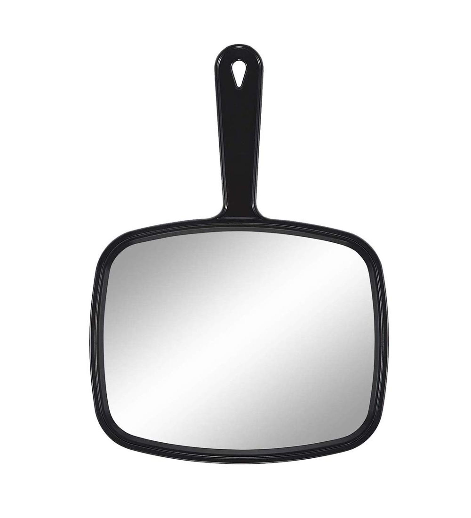 Naugust Hand Mirror - Salon Hairdresser Hand Held Mirror | Black Handheld Plain Mirror with Handle | 31x22cm Handheld Makeup Mirror for Hairdressing and Beauty - Buy Online on GoSupps.com