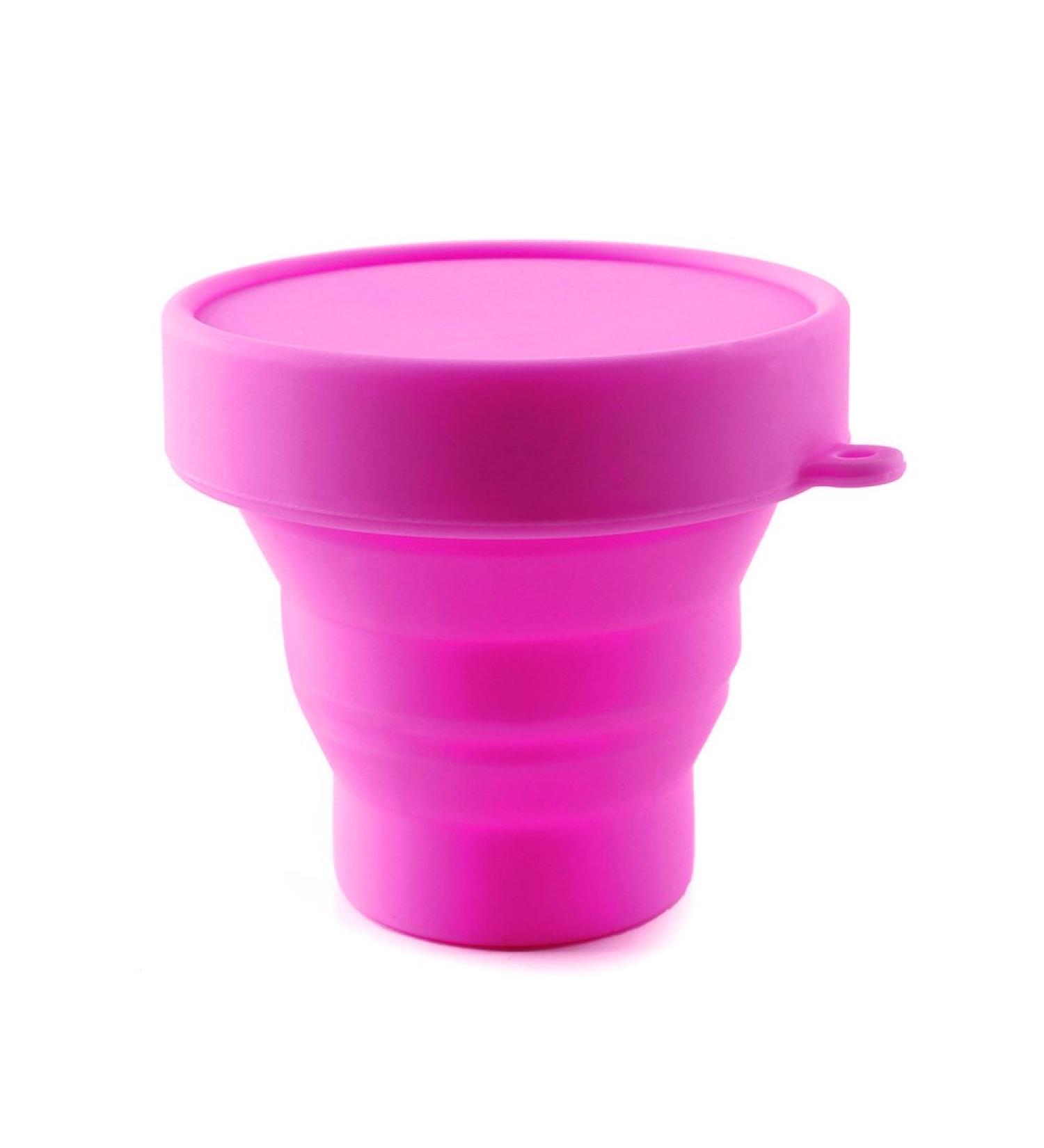Collapsible Silicone Menstrual Cup Set - Eco-Friendly Foldable Sterilizing Cups for Travel & Outdoors (Pink - Buy Online on GoSupps.com