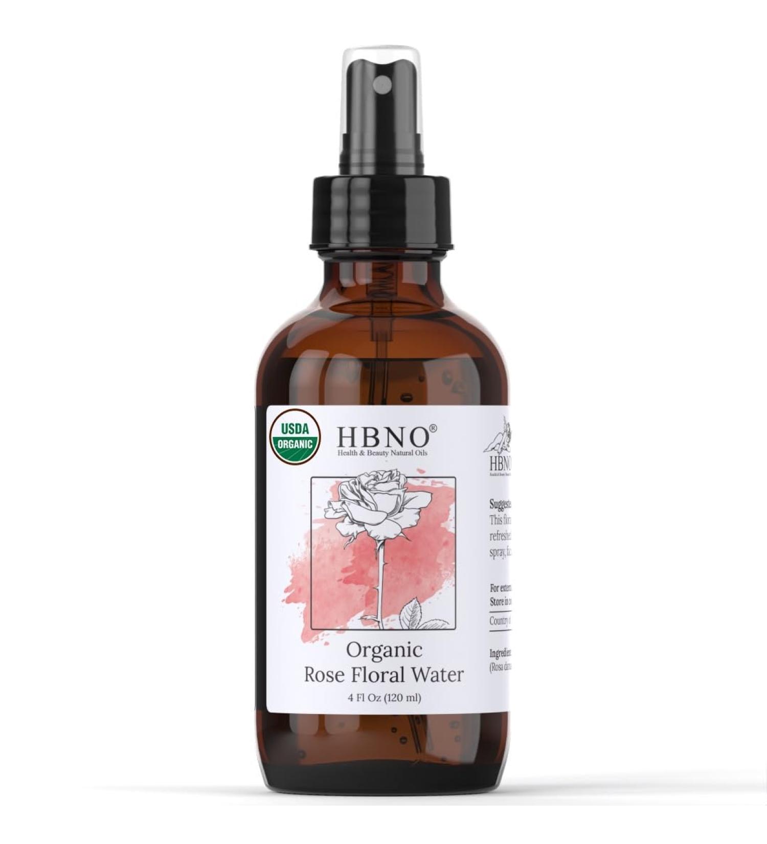 HBNO California Bottled Organic Rose Water for Face 4 fl oz (120ml) - USDA Certified Organic Rose Water Spray for Cleansing- Pure Rosewater for Hair - Rosewater Face Mist 4 Fl Oz (Pack of 1) - Buy Online on GoSupps.com