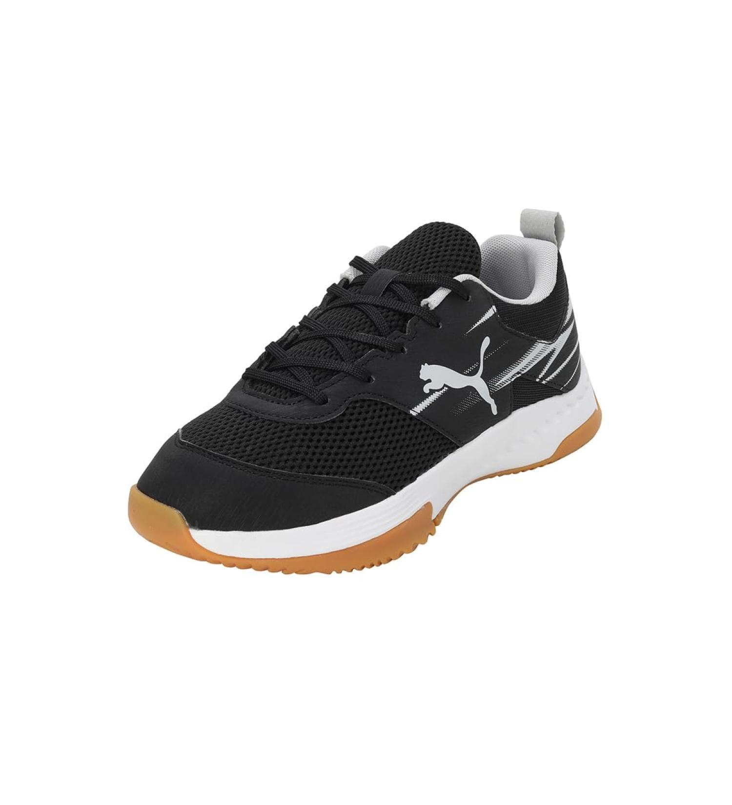 PUMA Unisex Kinder Varion Li Jr Indoor Court Shoe - 34 EU Black Cool Light Gray Yellow Blaze Gum | International Shipping Available - Buy Online on GoSupps.com