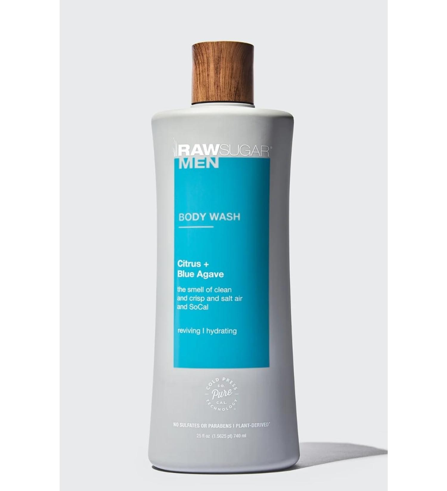 Raw Sugar Men's Body Wash - Citrus + Blue Agave 25oz | Natural & Refreshing | International Shipping - Buy Online on GoSupps.com