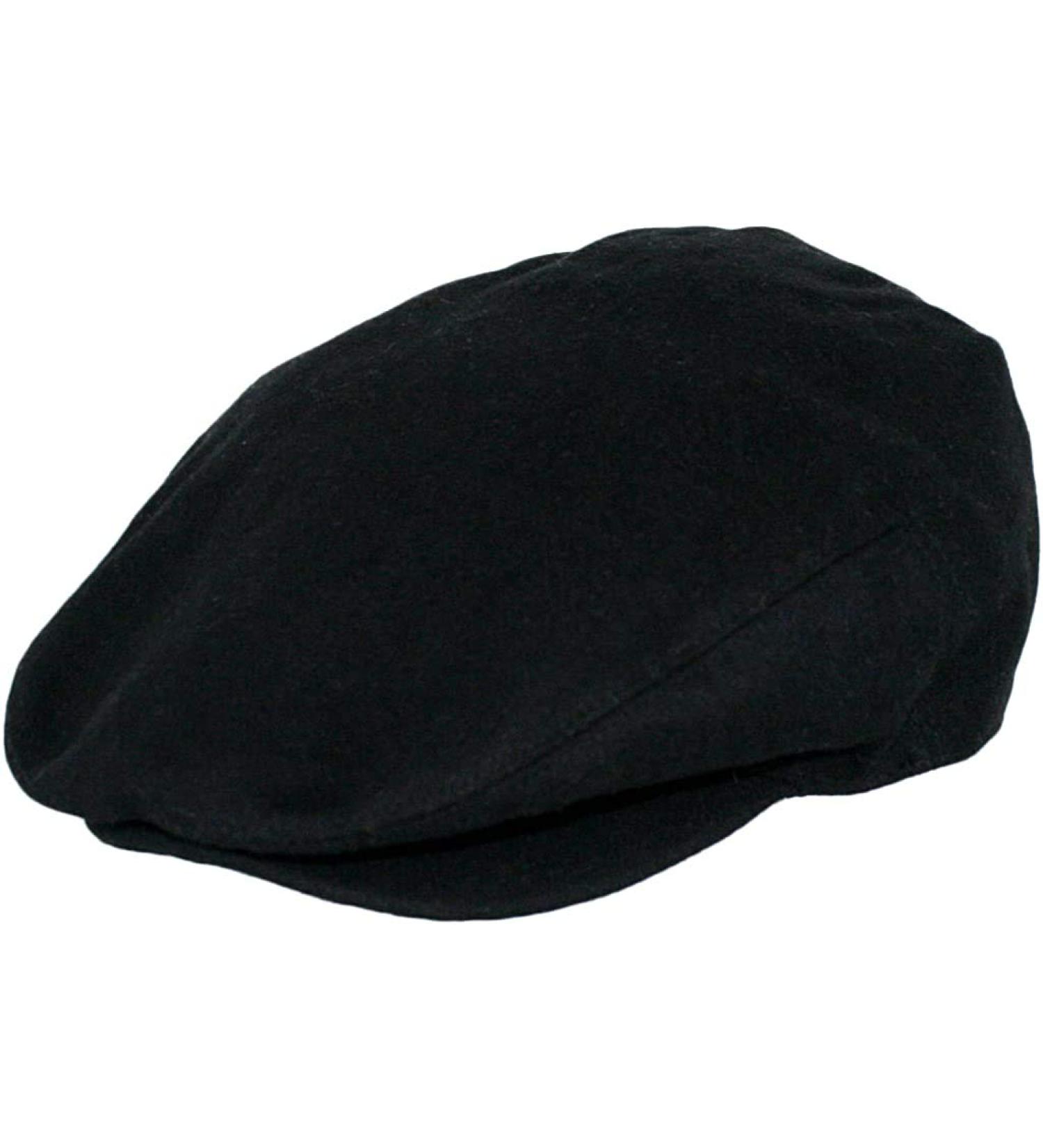 Men's Premium Wool Blend Classic Flat Ivy Newsboy Collection Hat Black Large