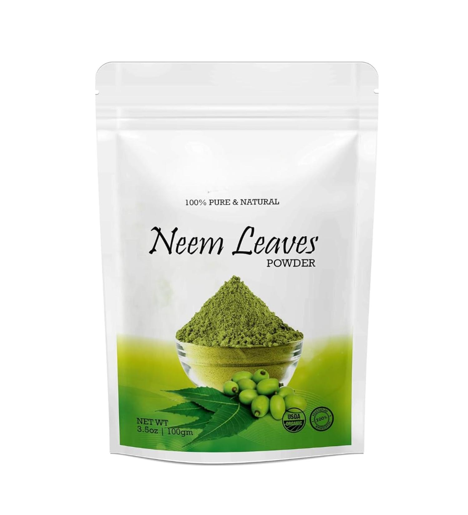 Pure Neem Leaves Powder For Pimple-free Clear Skin silky hair & Hair Cleanser (100Gm) - Buy Online on GoSupps.com