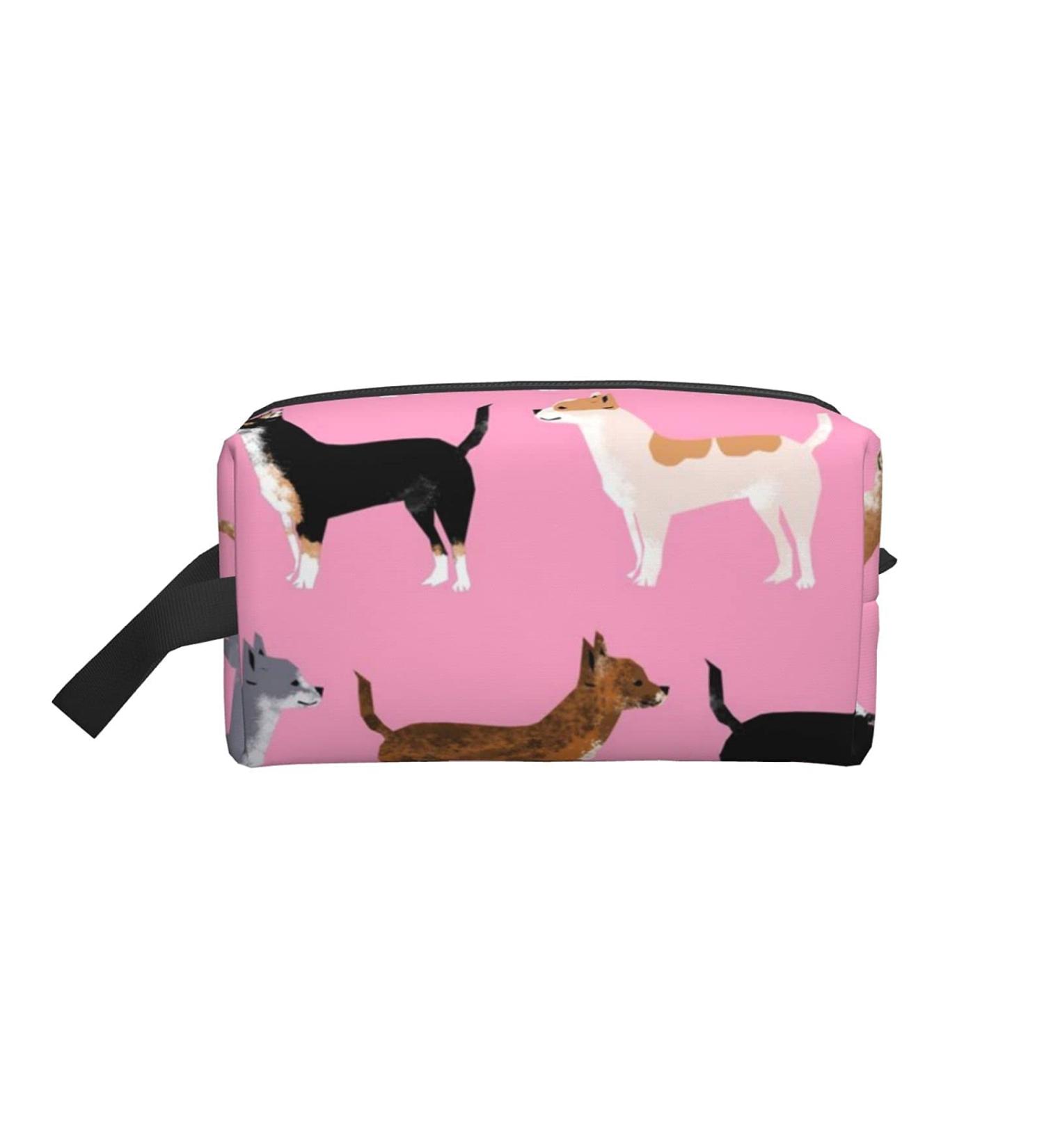 Cute Chihuahua Dog Cosmetic Bag | Large Pink Travel Toiletry Organizer | Portable Makeup Bag for Dogs Lovers - Buy Online on GoSupps.com