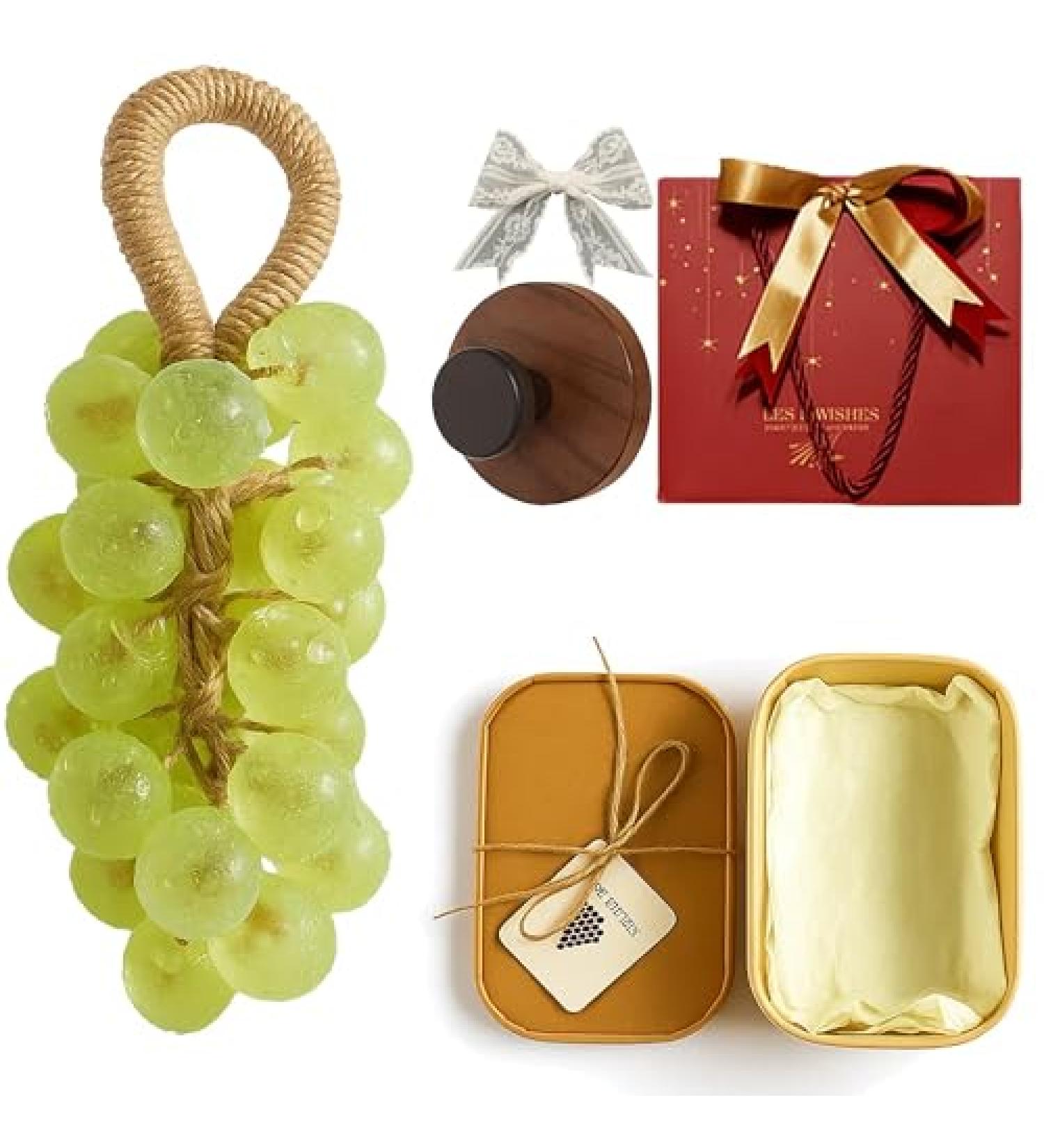 Grape Soap on a Rope Handmade Crystal Grape Gentle Cleansing Soap Decorative for Washing Hands and Bath Cold Process Method with Hook Christmas Gift for Men and Women (Green (jasmine scent)) - Buy Online on GoSupps.com