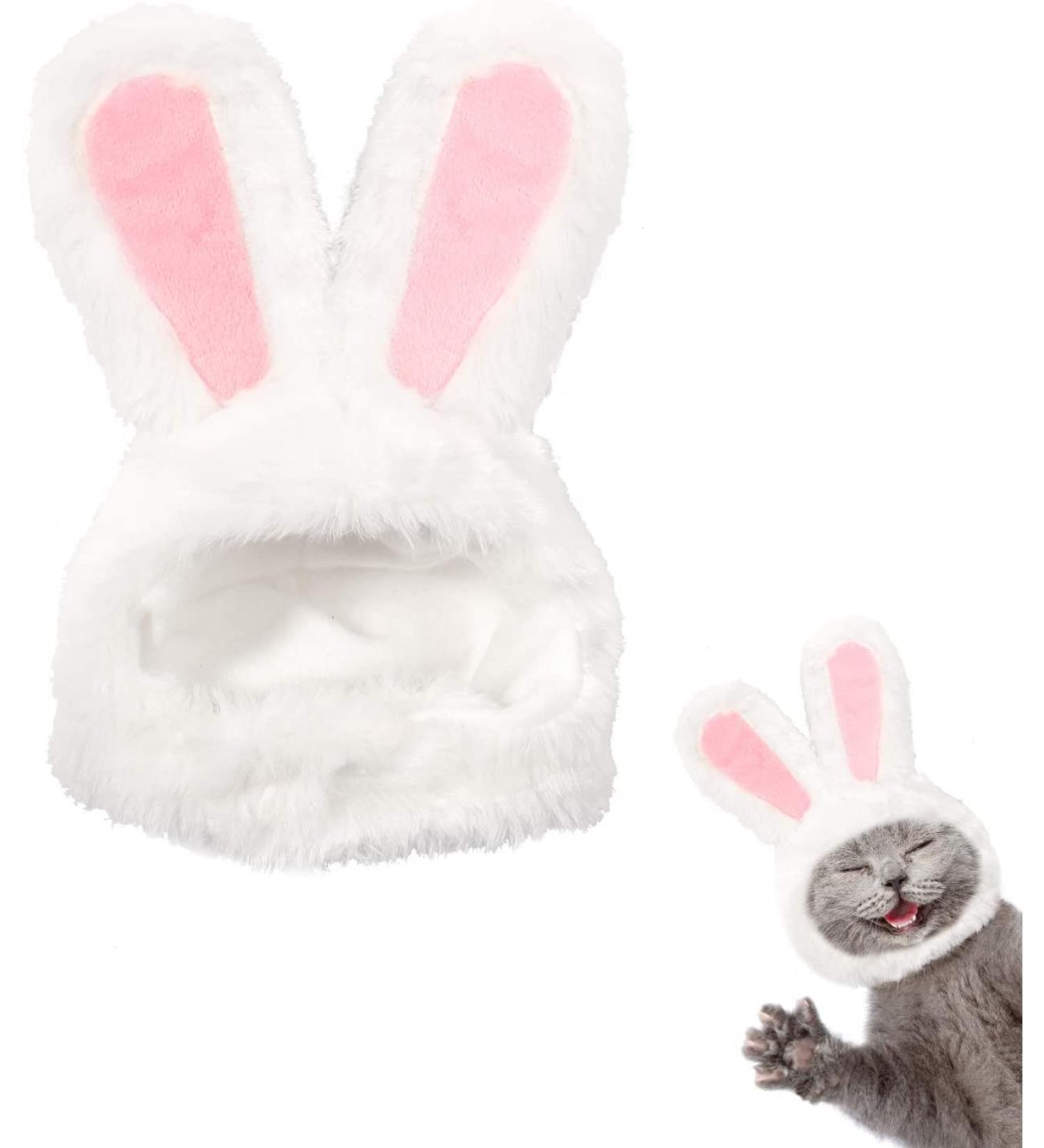 DIYDEC Cute Costume Bunny Rabbit Hat with Ears for Cats & Small Dogs Party Costume Easter Pet Accessory Headwear - Buy Online on GoSupps.com