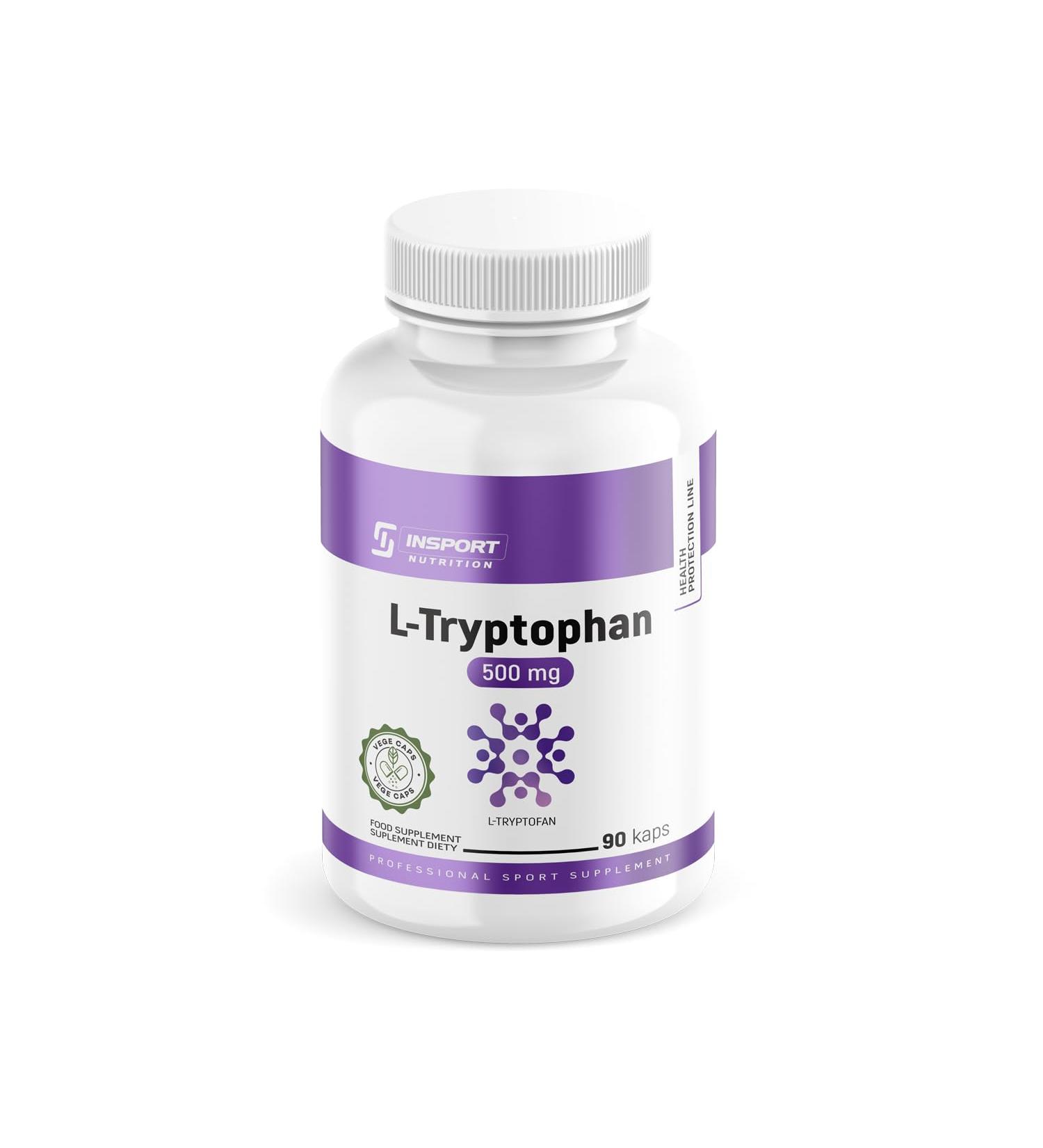 INSPORT Nutrition - L-Tryptophan 500mg per capsule - 90 vegan capsules - High dosed - Essential amino acid - 3 months reserve - Buy Online on GoSupps.com