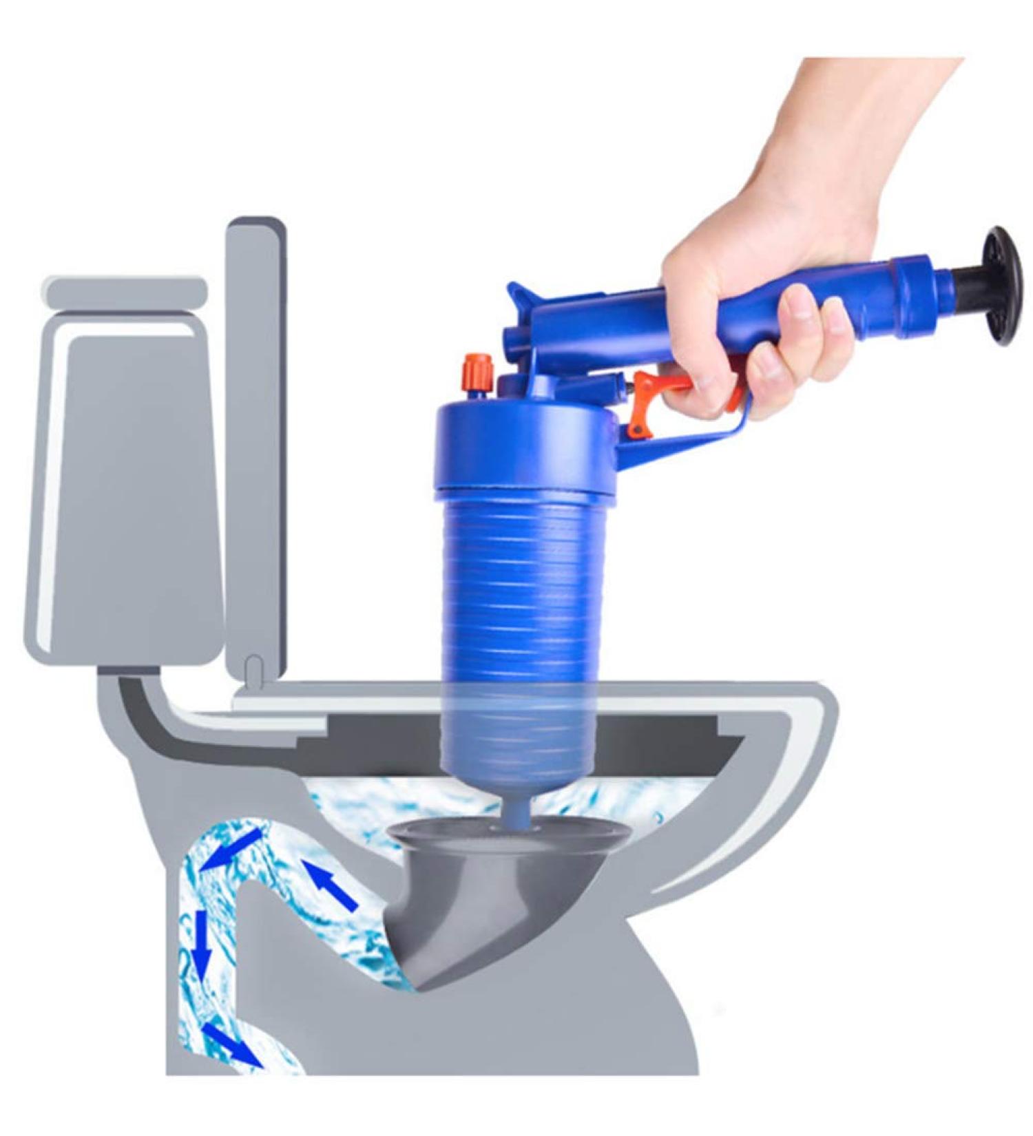 Cleaner Sewer Pipe Dredging Device Pneumatic Type Toilet Kitchen Floor Drain Blaster with Four Plugs Blue - Buy Online on GoSupps.com