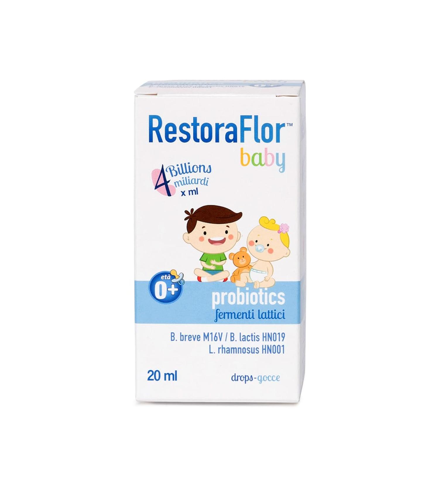 UGA Nutraceuticals Restoraflor Baby Lactic Acid Drops 4 billion probiotics for children from 0 years for intestines only 1 ml per day without colorings and preservatives - Buy Online on GoSupps.com
