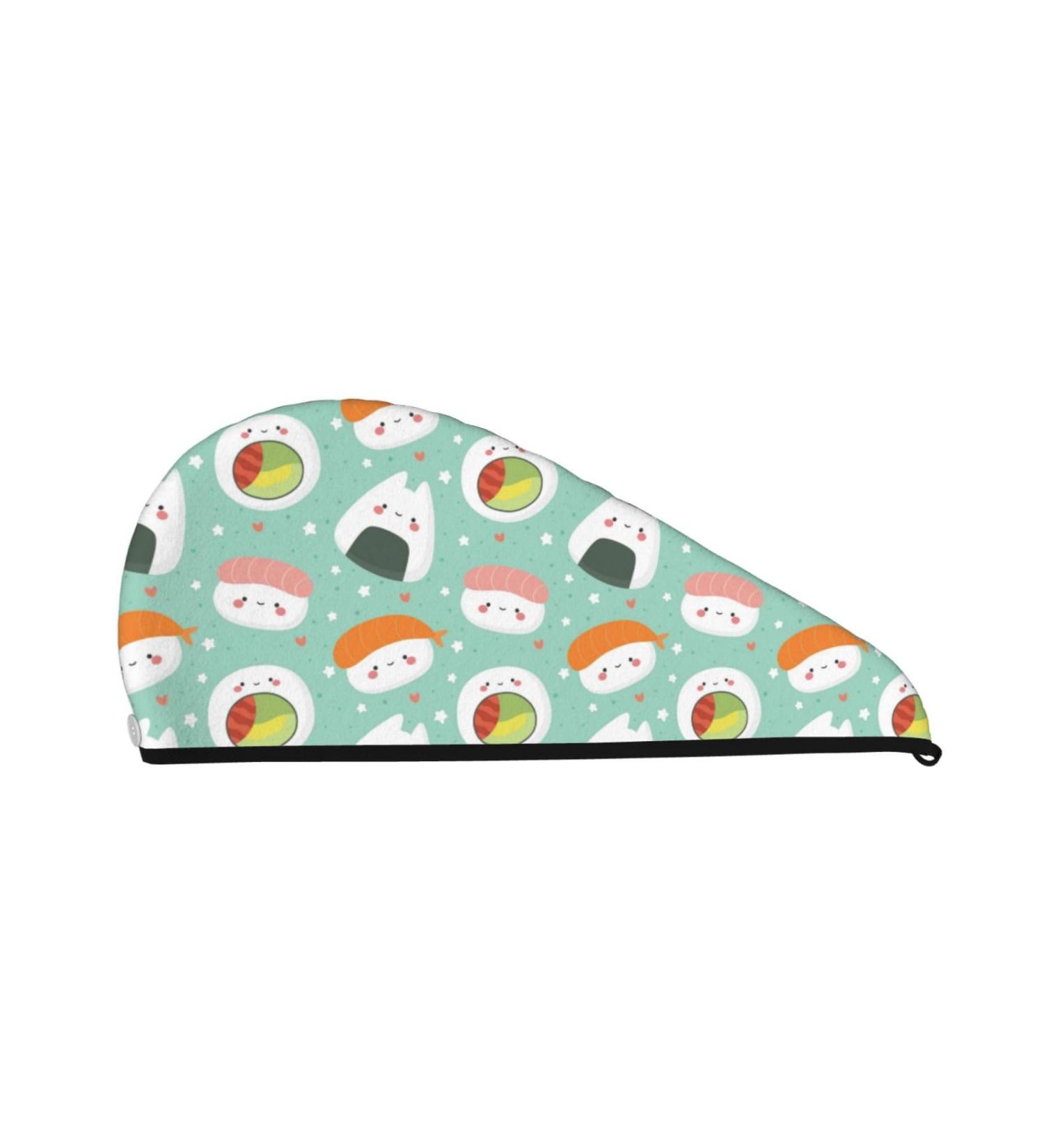Kawaii Sushi Microfiber Hair Towel - Soft Super Absorbent Coral Velvet Hair Wrap for Long Curly & Thick Hair - Buy Online on GoSupps.com