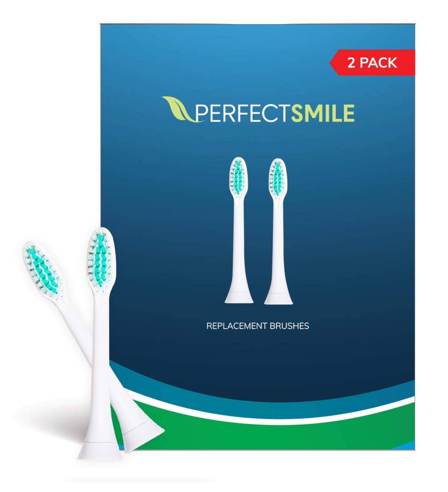 Perfect Smile Electric Toothbrush Replacement Brush Heads  1 Pack (2 Brush Heads)