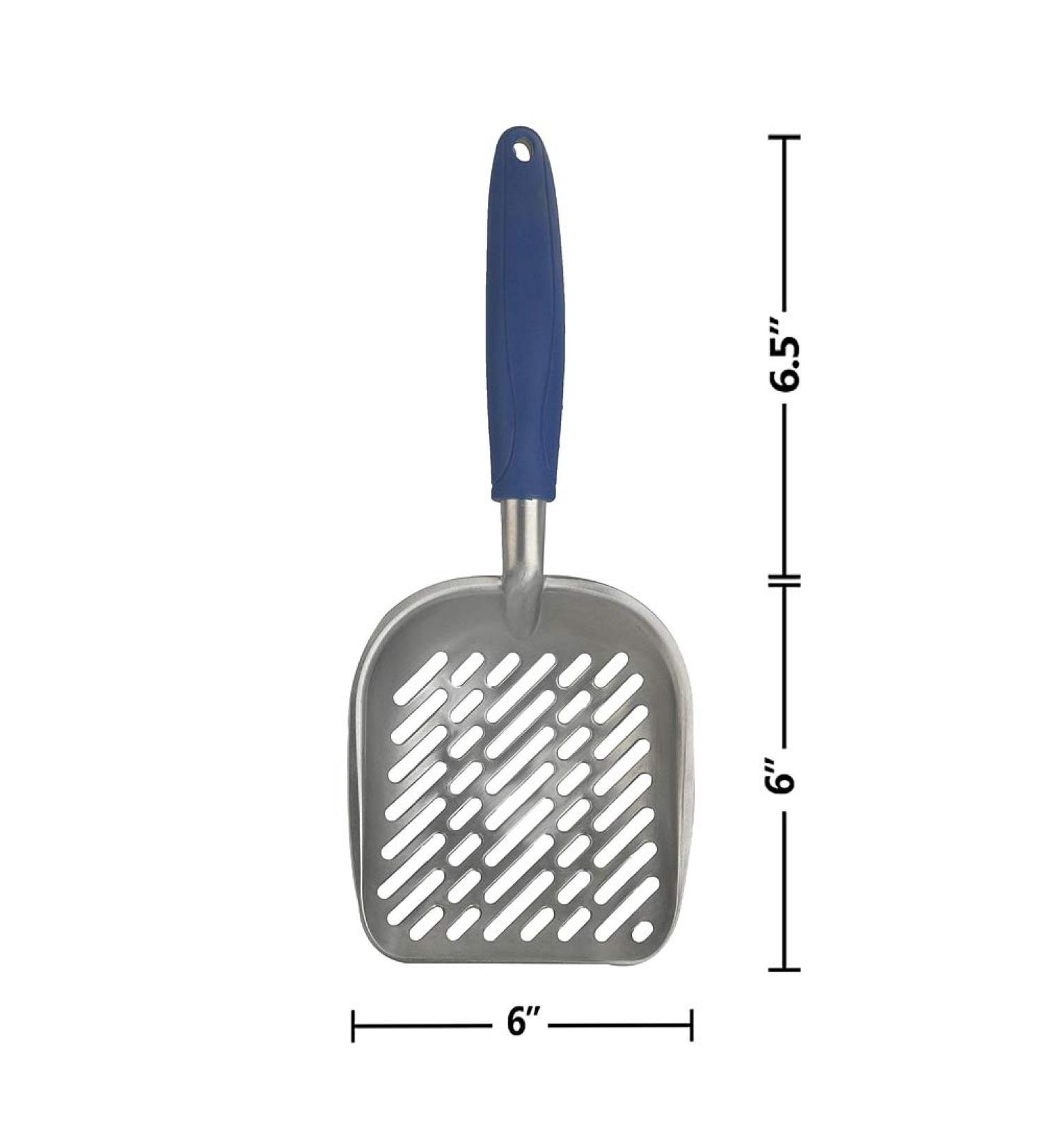 Large Metal Cat Litter Box Scoop Stainless Aluminum Alloys 13.8"*5.5"*1.8" (SkyBlue Handle) - Buy Online on GoSupps.com