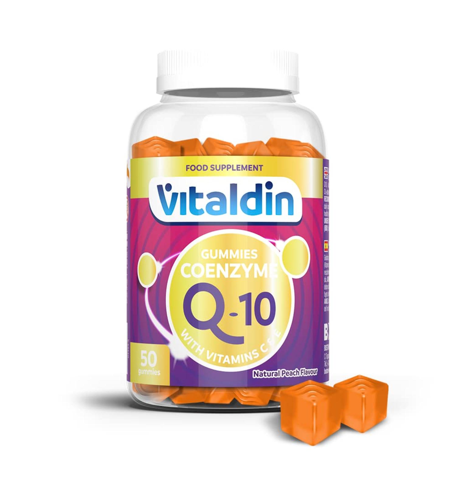 VITALDIN Coenzyme Q10 Gummies 200mg | 50 Chewable Peach Flavour Gummies | Antioxidant Beauty Supplement | Gluten-Free - Buy Online on GoSupps.com