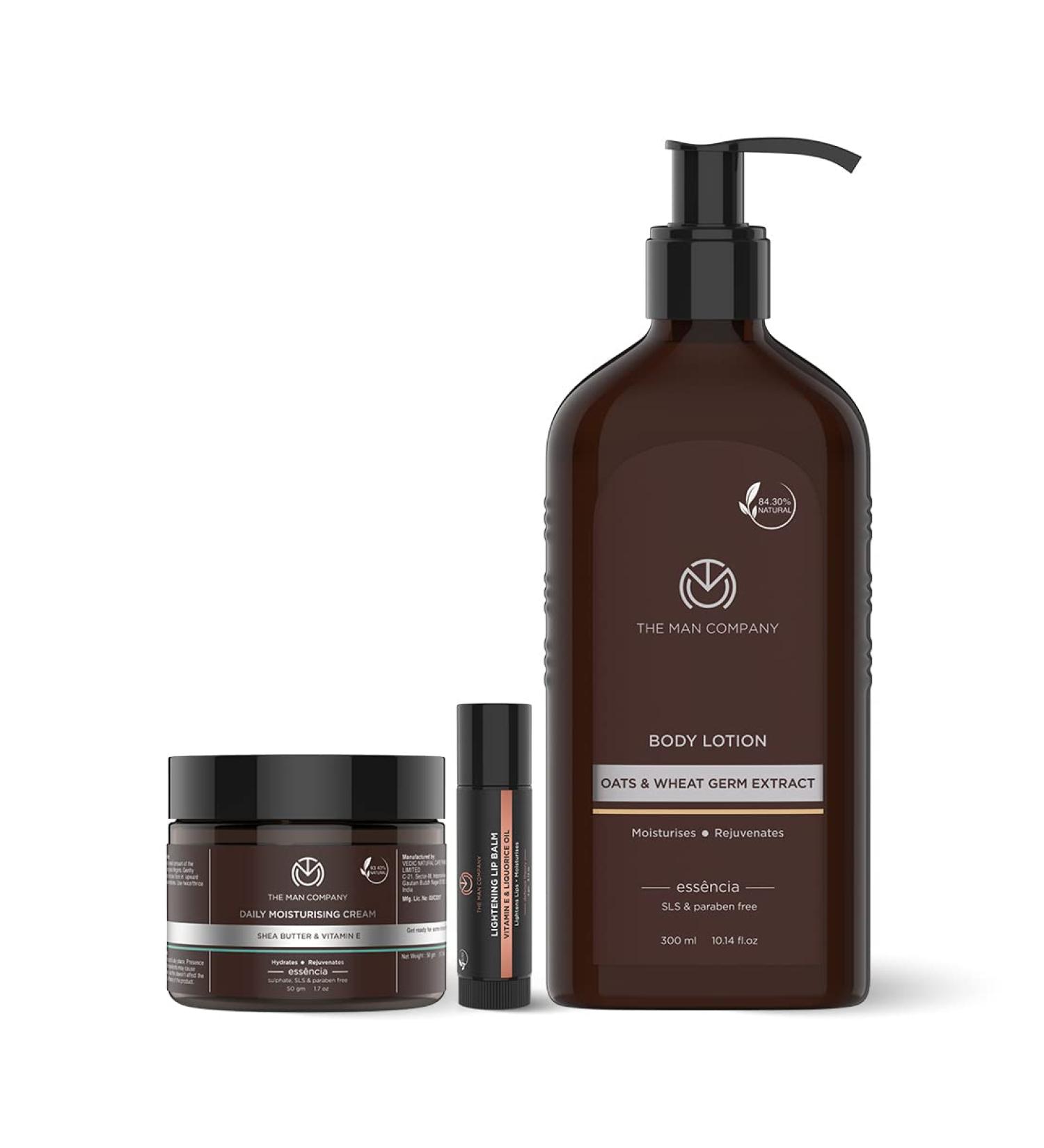 The Man Company Winter Care Regime Combo With Body Lotion Daily Moisturising Cream & Lightning Lip Balm - 24 Hours Moisturisationnourishes Softens Lipsmakes Skin Soft & Supplesls & Paraben-Free - Buy Online on GoSupps.com
