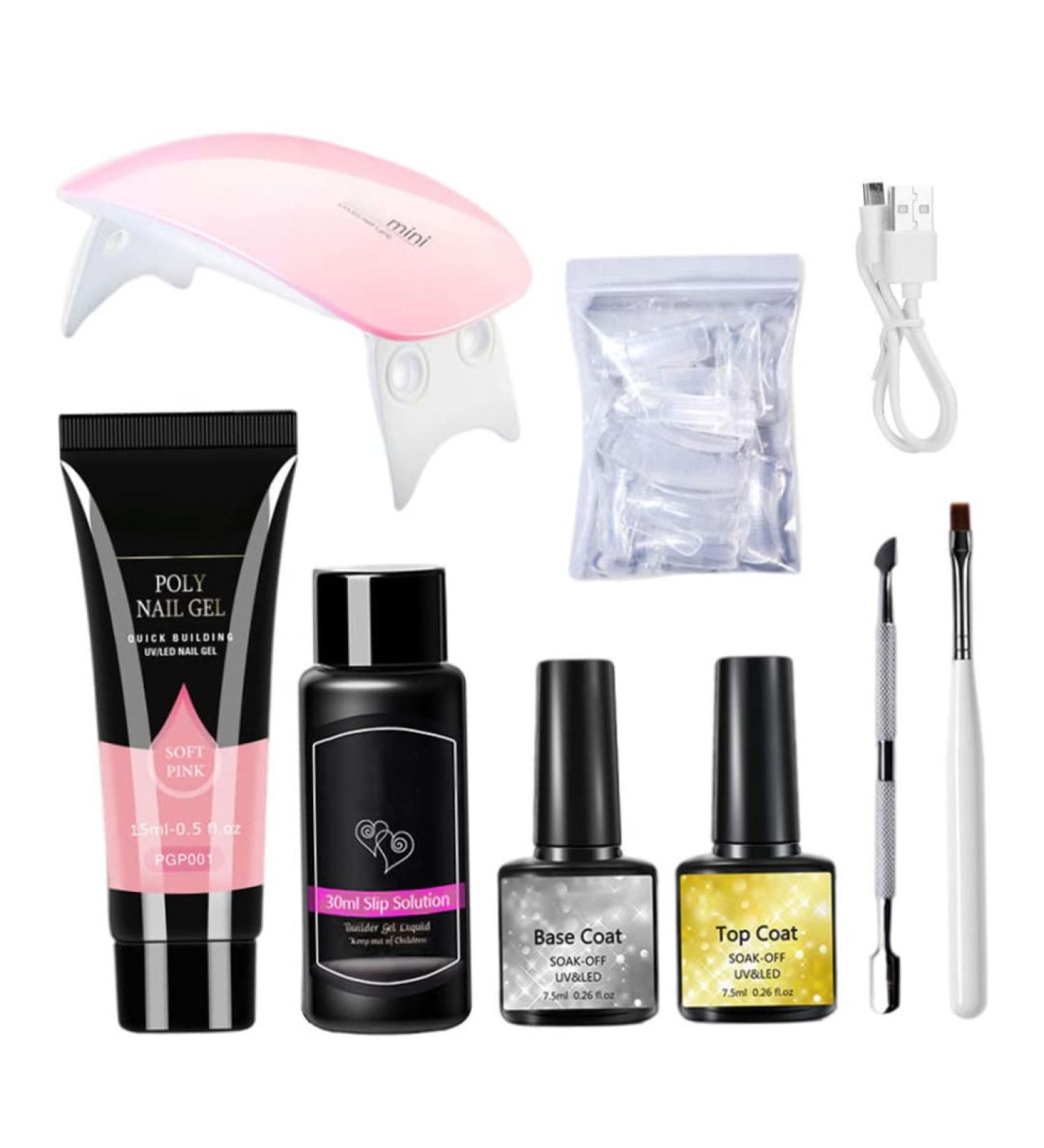 LOUMMRCY PolyGel Nail Kit All-in-One Starter Set for Nail Extensions & Art | 8 Pieces French Nail DIY Kit for Beginners & Home Manicure - Buy Online on GoSupps.com