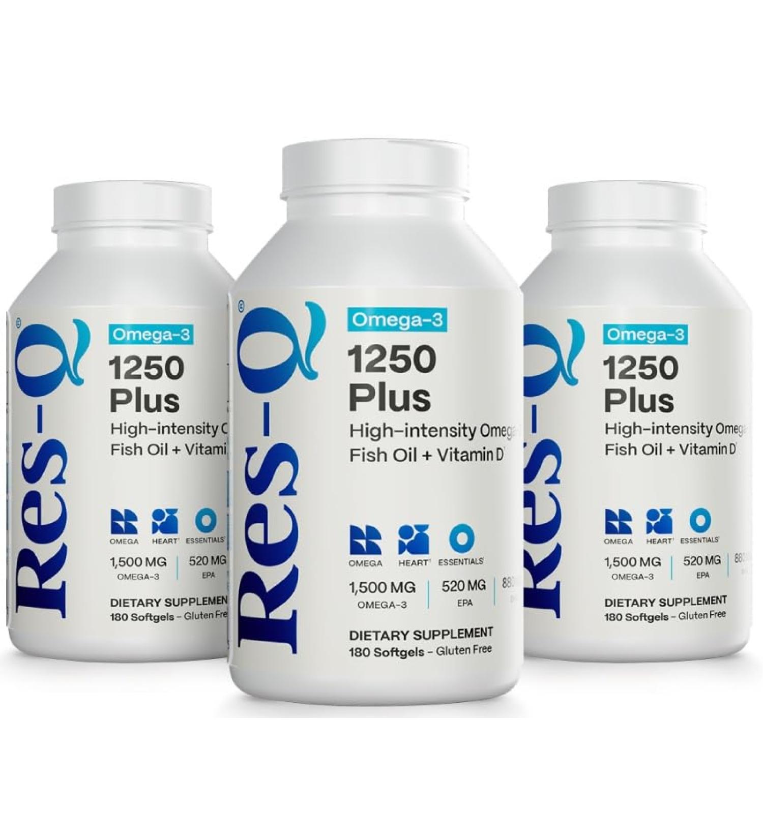 Res-Q 1250+ Omega-3 & Vitamin D3 Fish Oil Capsules 3-Pack
