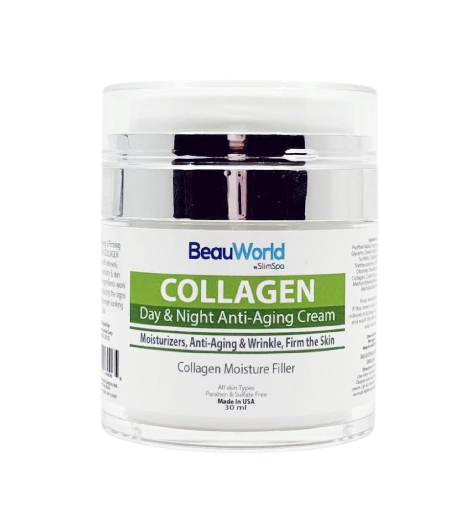 BeauWorld Collagen Anti-Aging Moisture Filler Cream Day and Night Face Moisturizer 50 ml For All Skin Types Made in USA - Buy Online on GoSupps.com